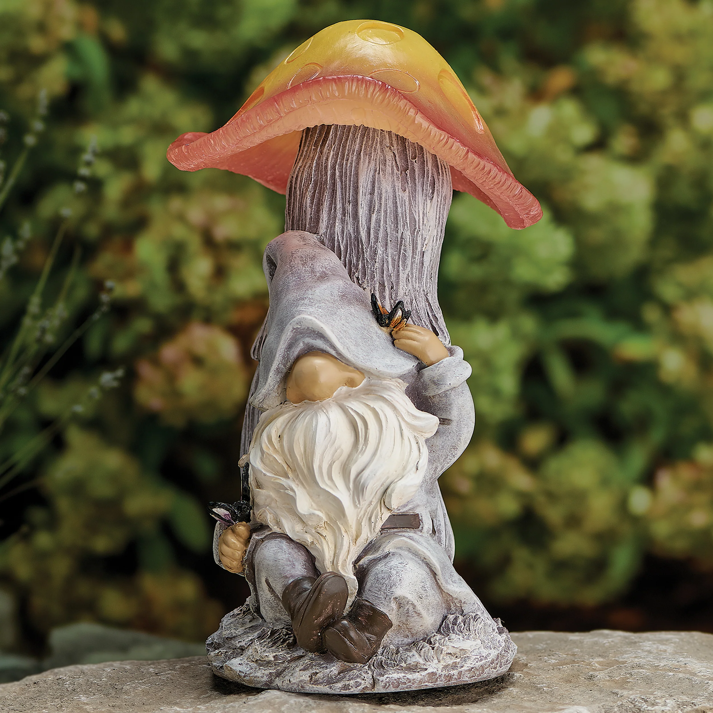 Solar Gnome Mushroom Garden Statue
