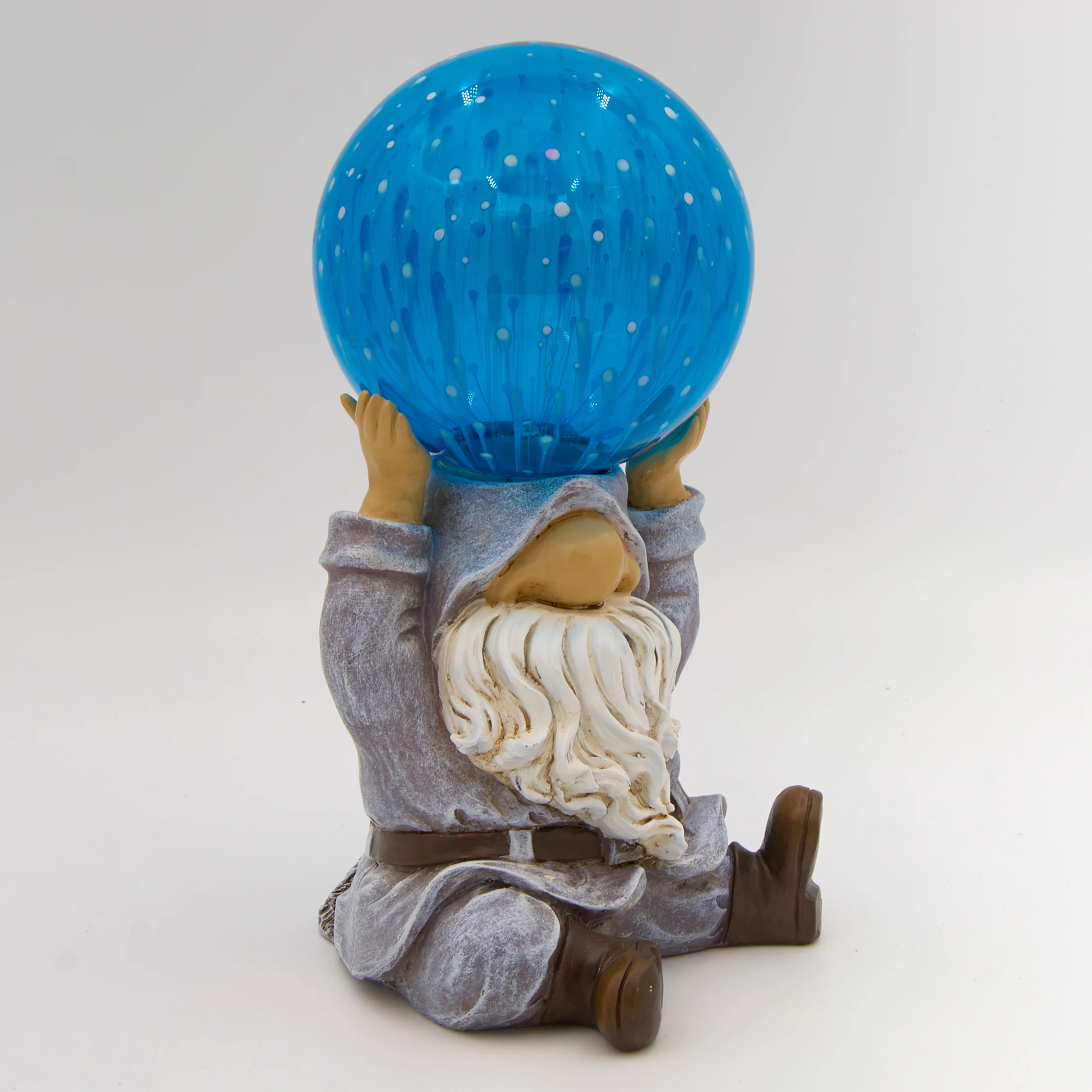 Solar Gnome with Blue Gazing Ball Garden Statue - Image 2