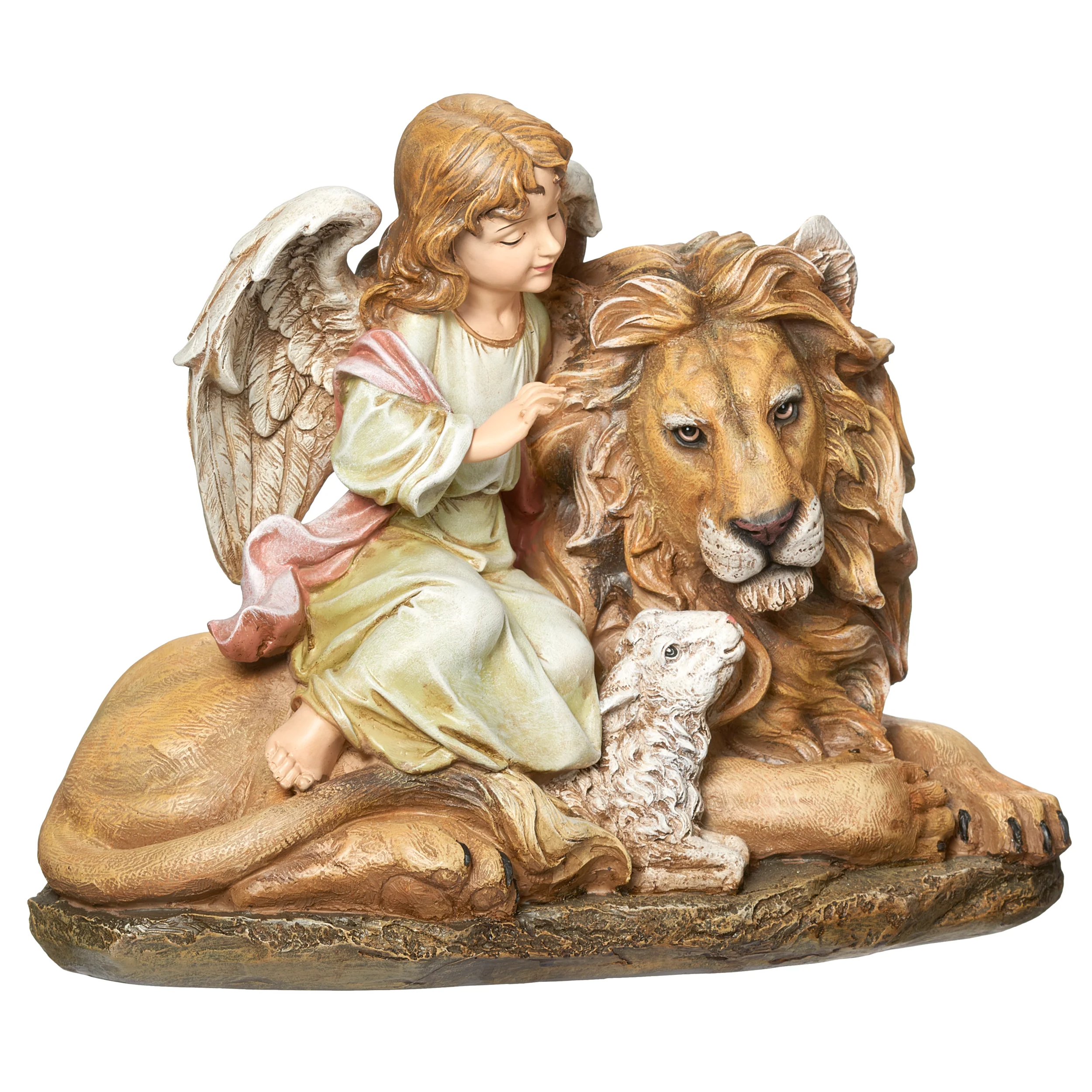 Joseph's Studio Lion & Lamb with Angel Figure - Renaissance Collection - Image 2