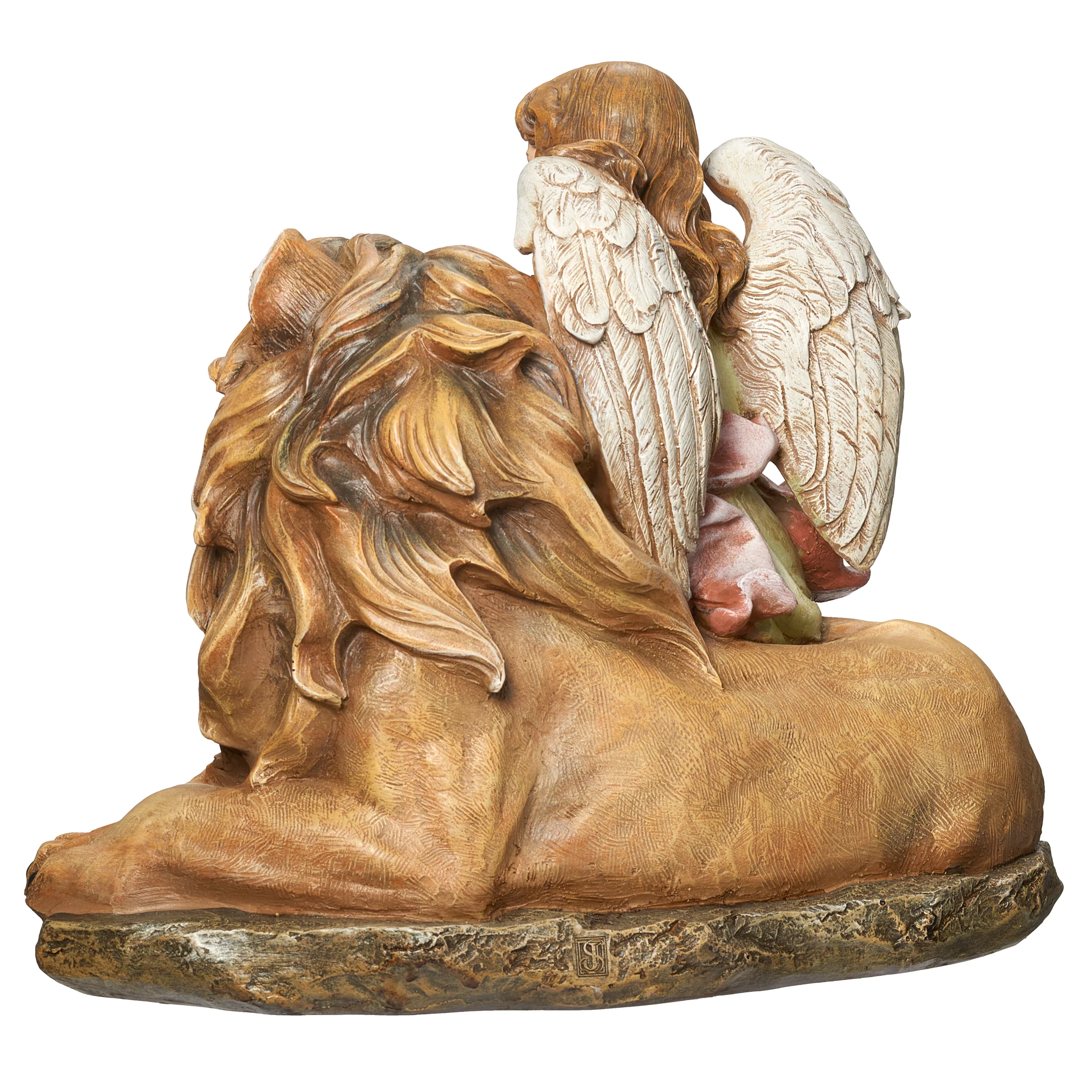 Joseph's Studio Lion & Lamb with Angel Figure - Renaissance Collection - Image 3