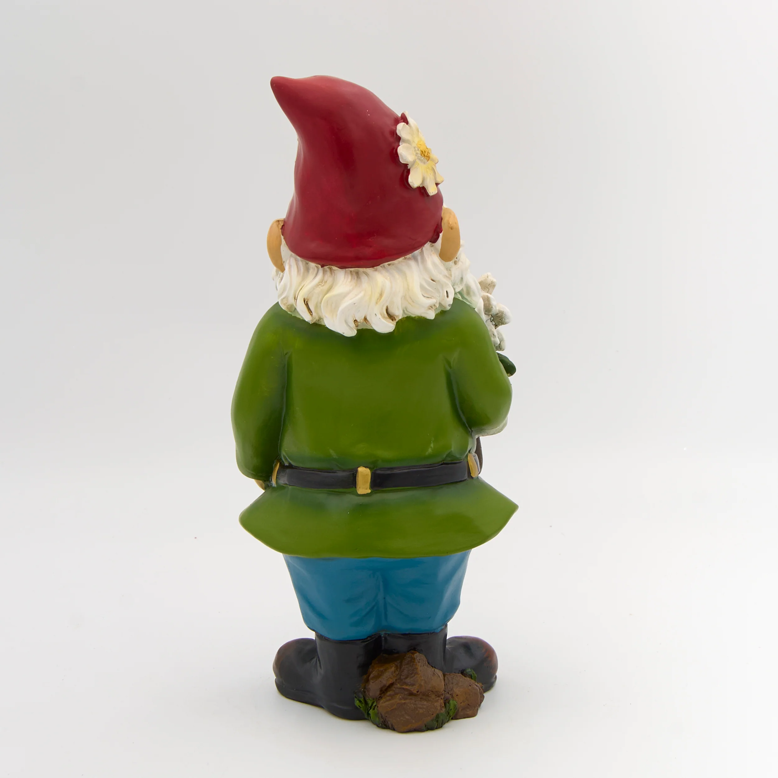 Whimsical Garden Gnome with Daisy Statue - Image 3