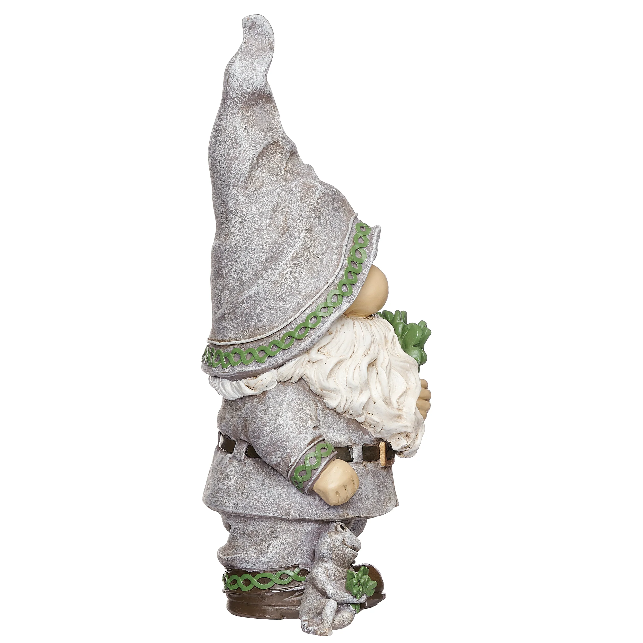 Irish Gnome with Shamrock Garden Statue - Image 2