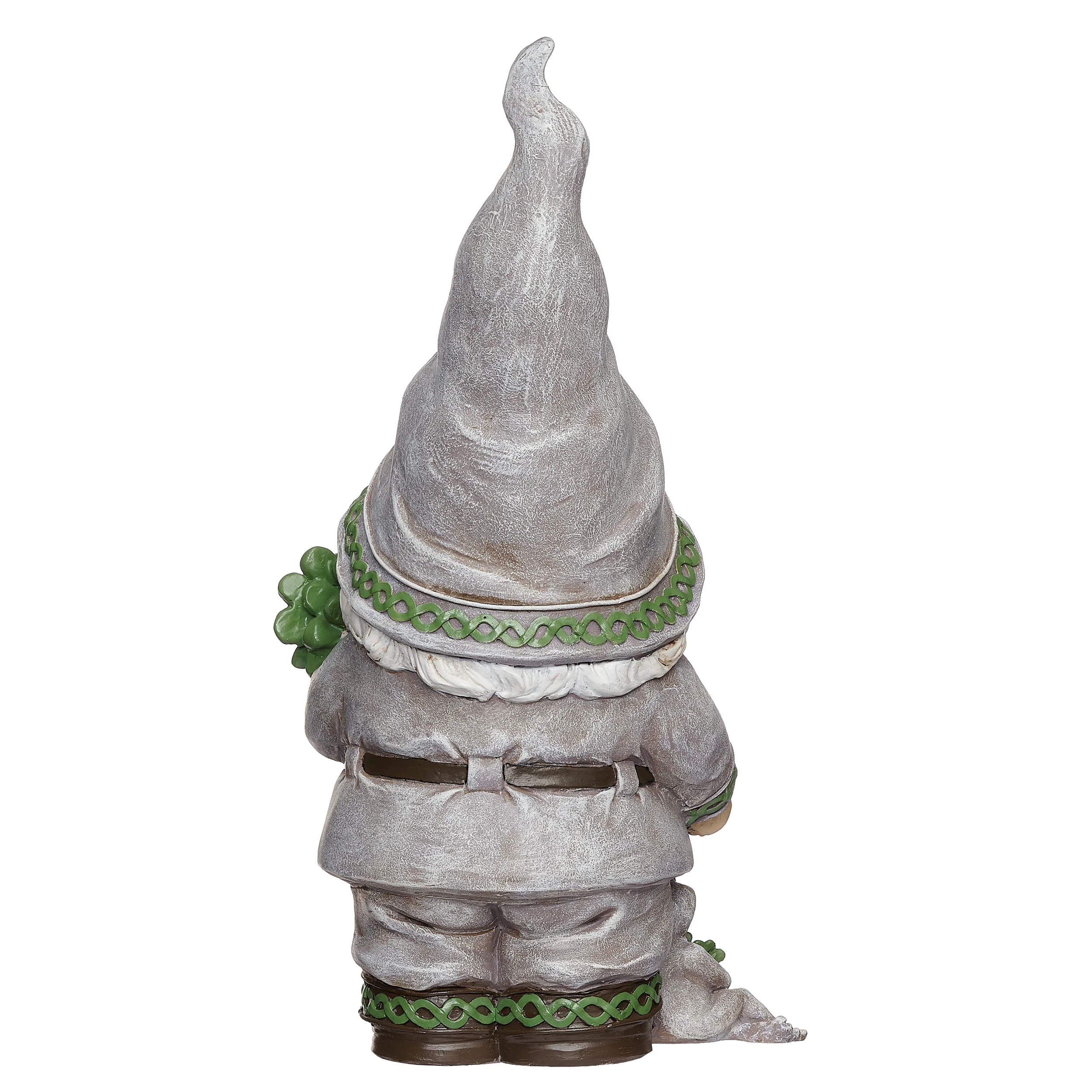 Irish Gnome with Shamrock Garden Statue - Image 3