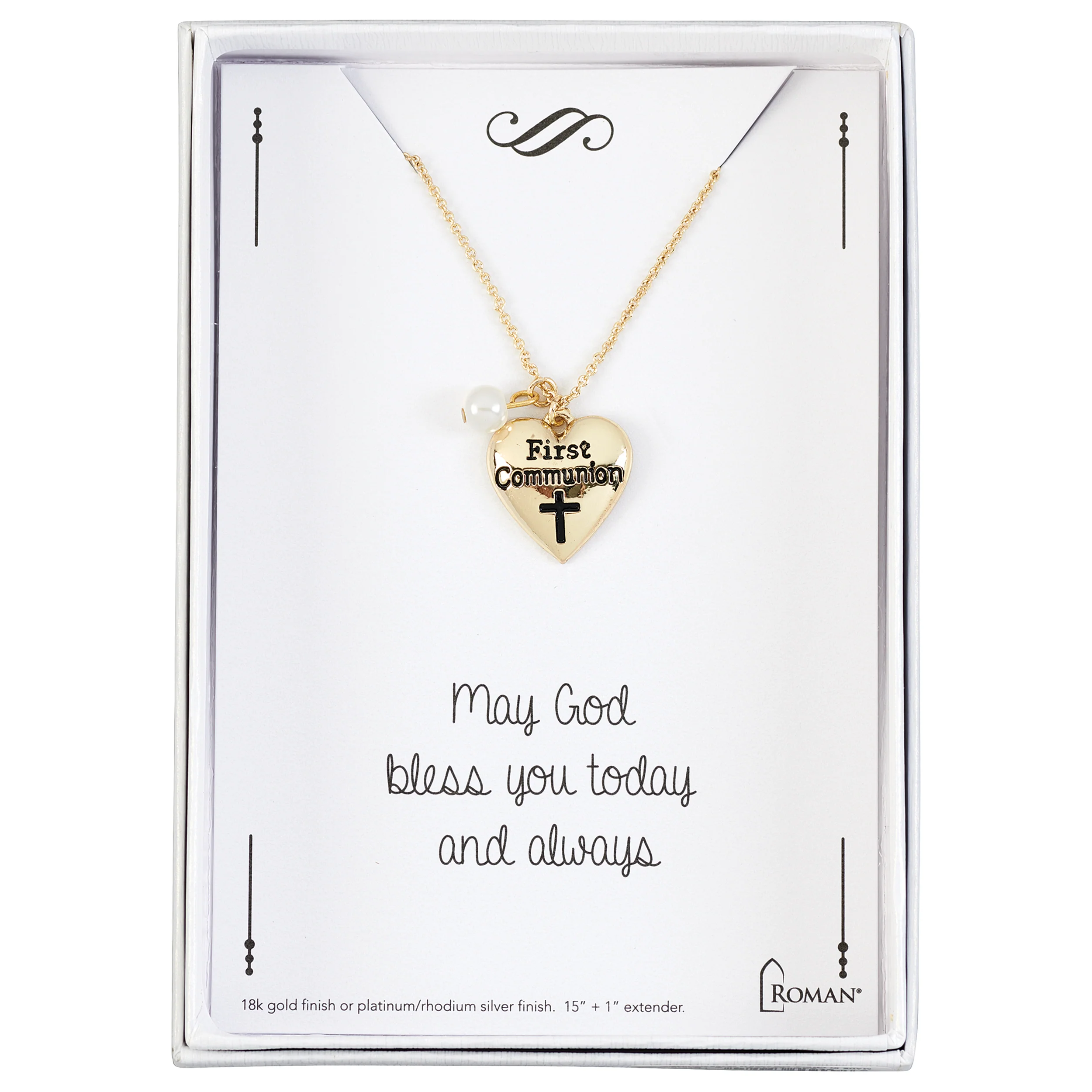 Girls First Communion Heart Pendant Necklace
