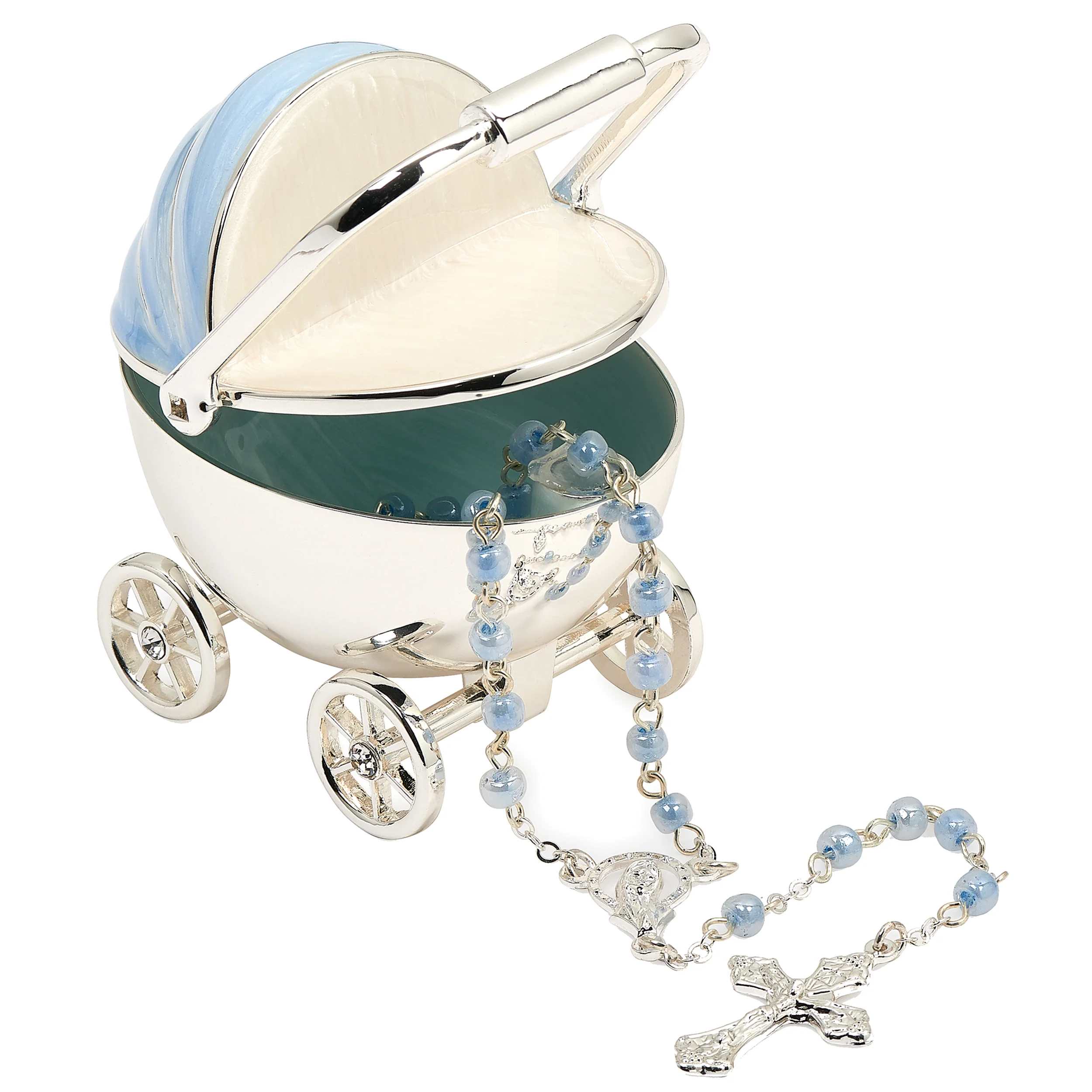 Caroline Collection Baby Carriage Keepsake Box & Rosary Set - Image 2