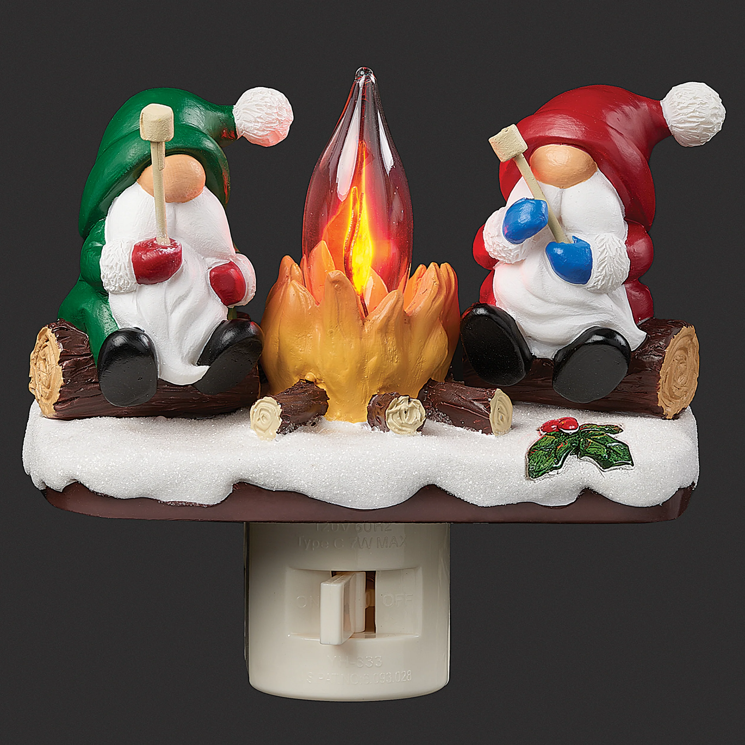 Roman Lights Flickering Flame Gnomes Roasting Marshmallows Night-Light