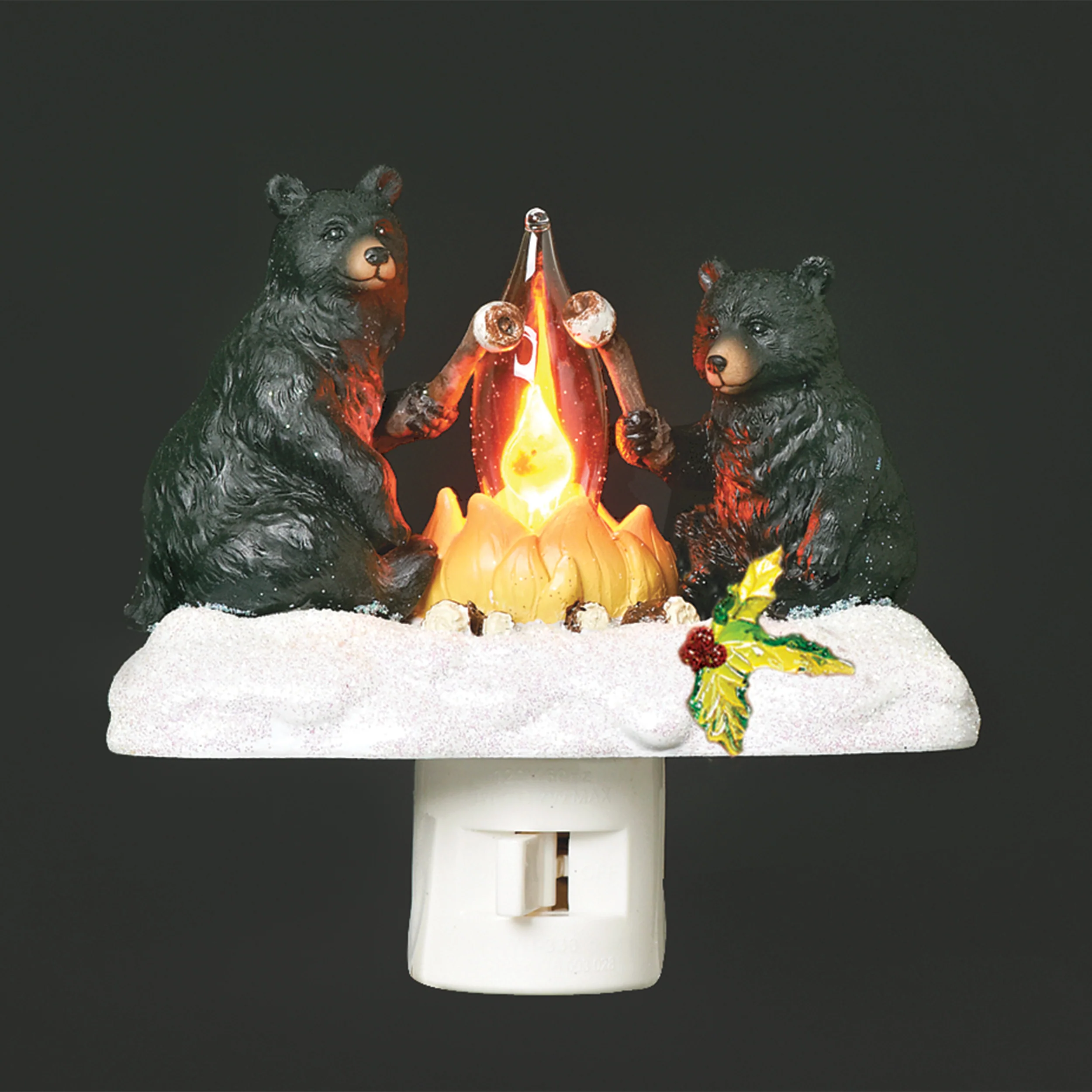 Roman Lights Flickering Flame Black Bears Roasting Marshmallows Night-Light