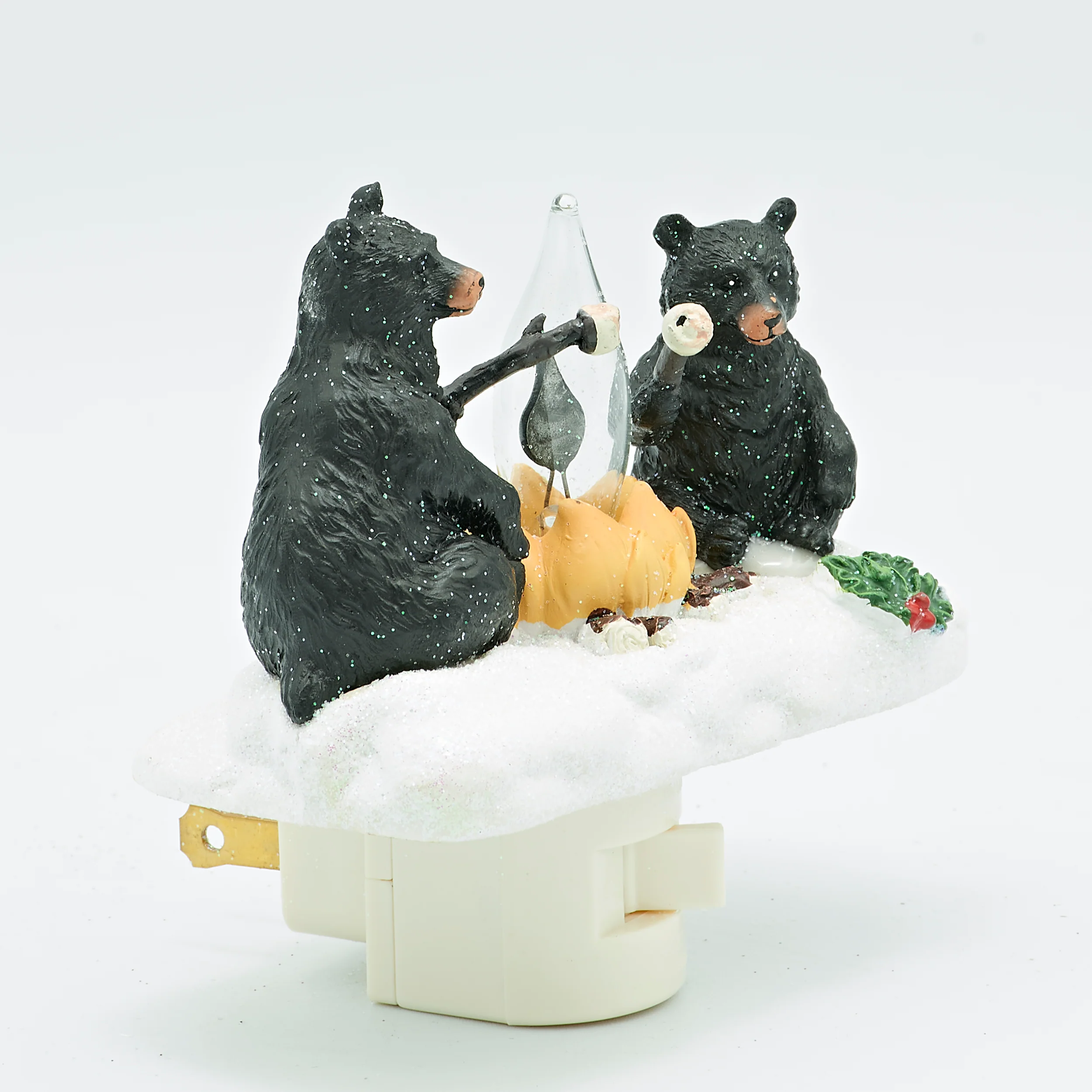 Roman Lights Flickering Flame Black Bears Roasting Marshmallows Night-Light - Image 2