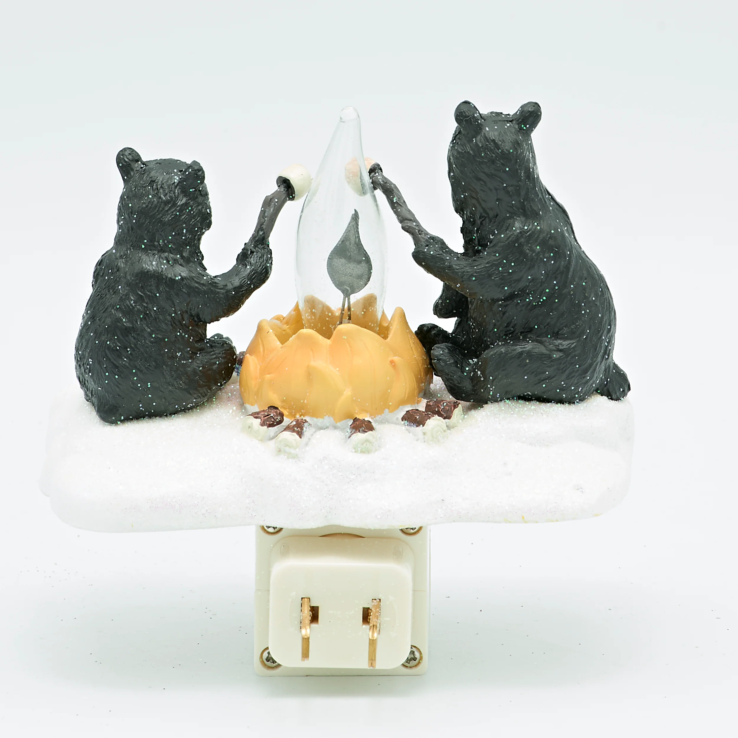 Roman Lights Flickering Flame Black Bears Roasting Marshmallows Night-Light - Image 3