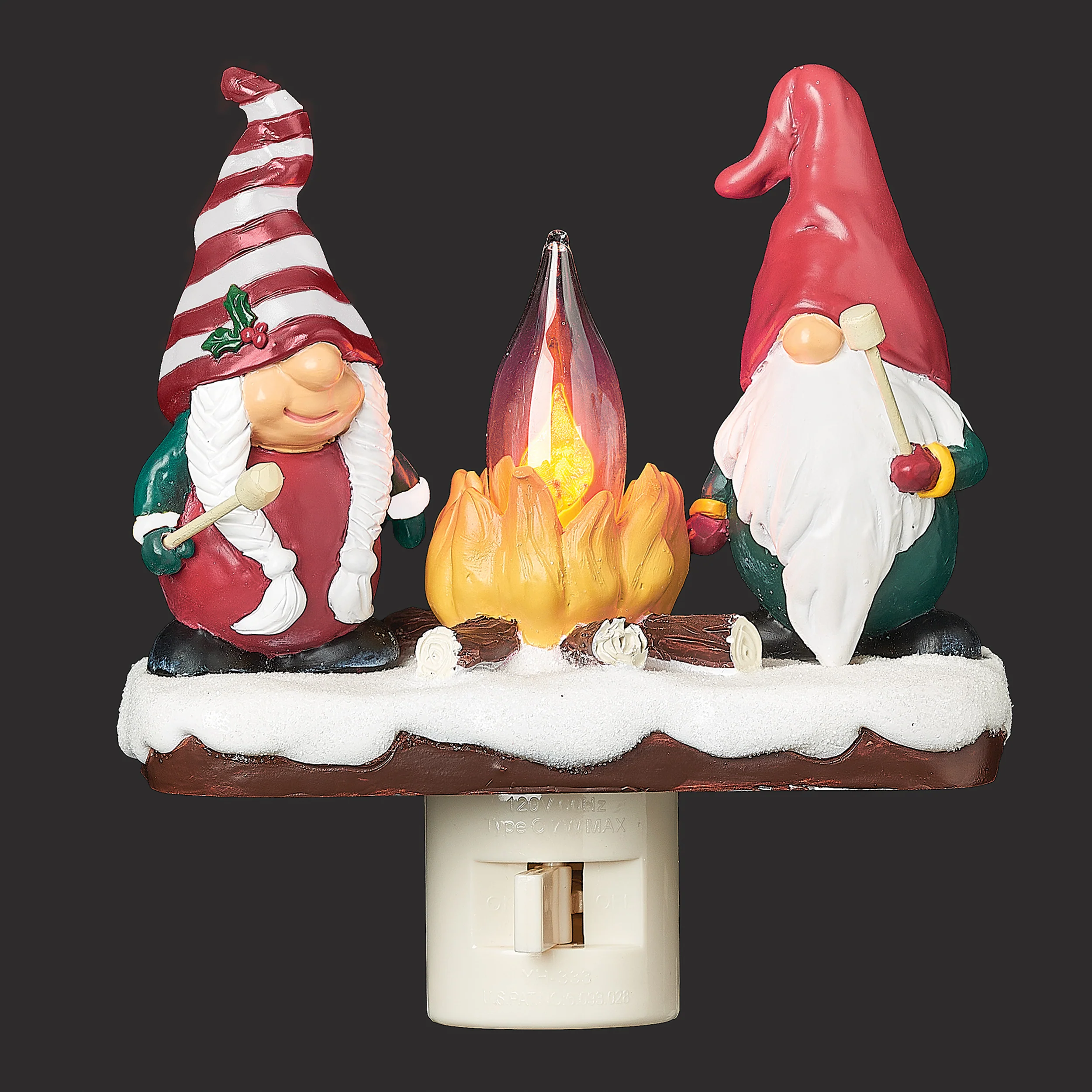 Roman Lights Flickering Flame Gnome Couple the Campfire Night-Light