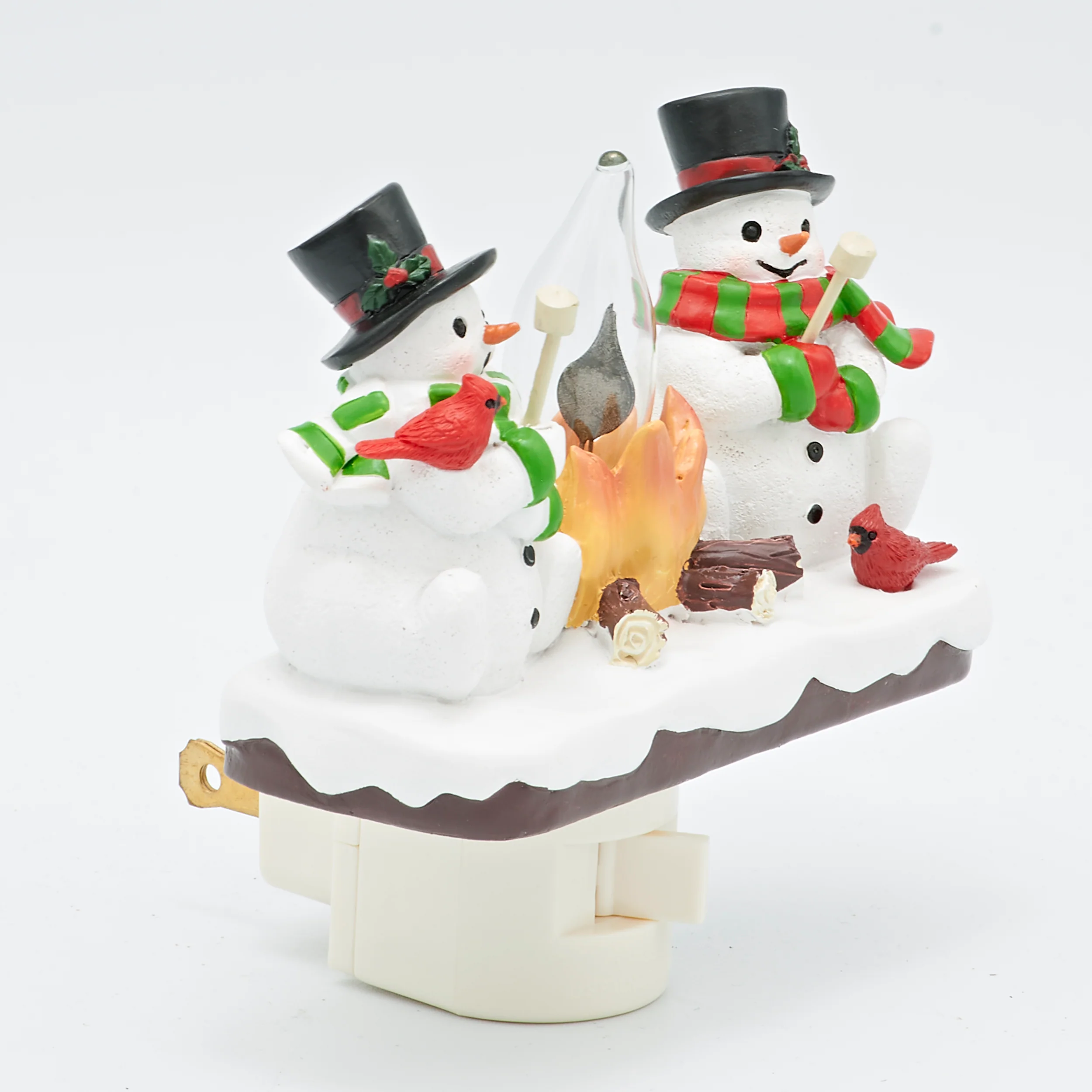 Roman Lights Flicker Flame Snowmen & Cardinals by the Campfire Night-Light - Image 2