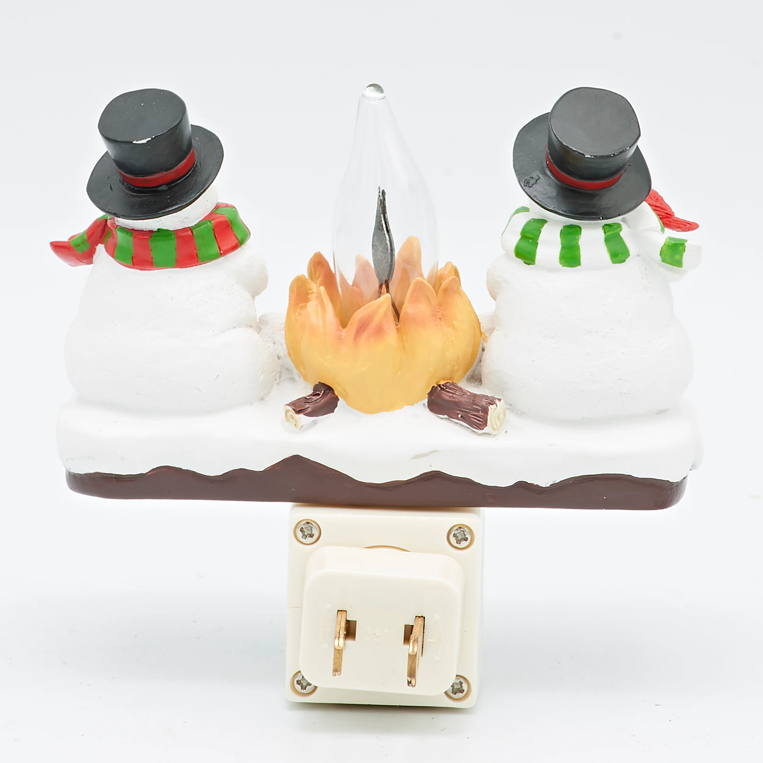 Roman Lights Flicker Flame Snowmen & Cardinals by the Campfire Night-Light - Image 3