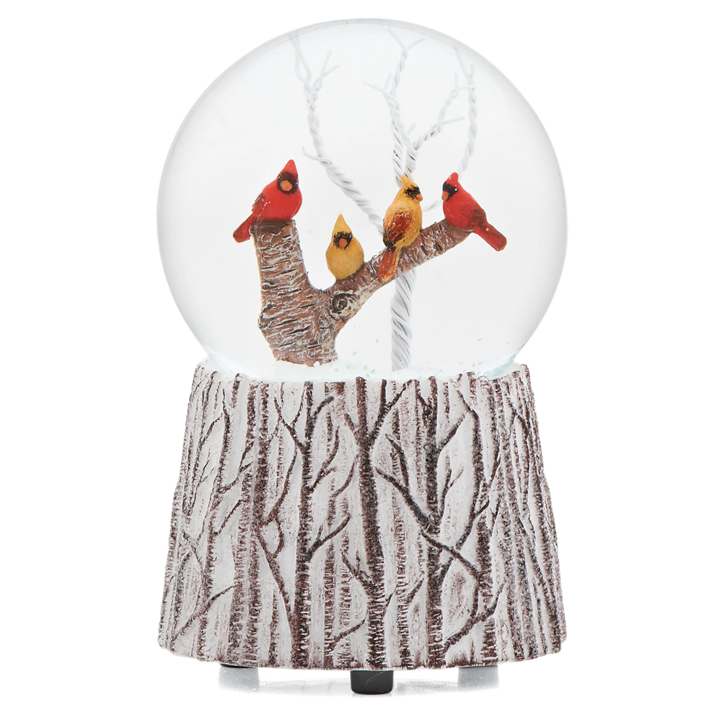 Glitterdome Musical Cardinals on Branch – "We Wish You a Merry Christmas" Tune