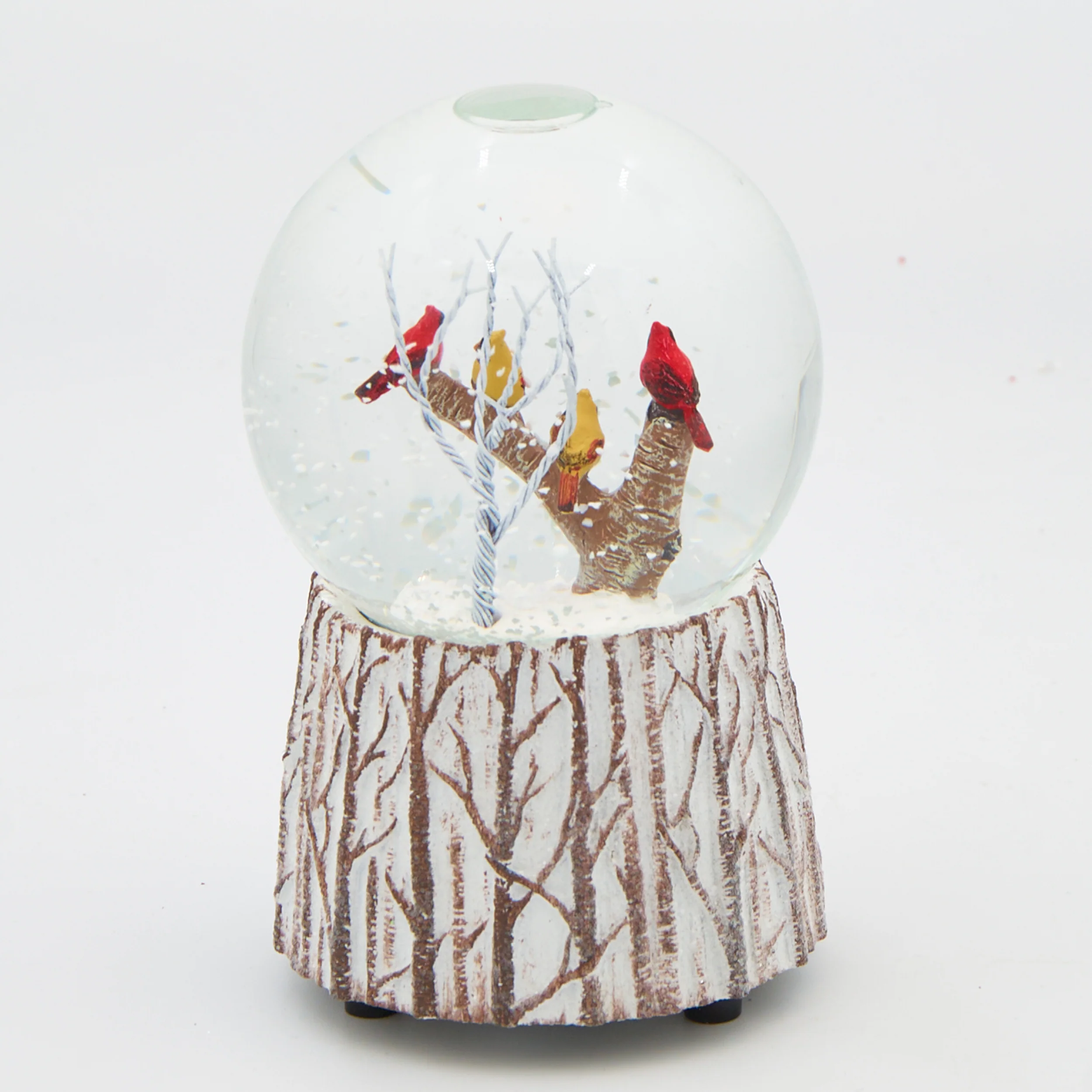 Glitterdome Musical Cardinals on Branch – "We Wish You a Merry Christmas" Tune - Image 2