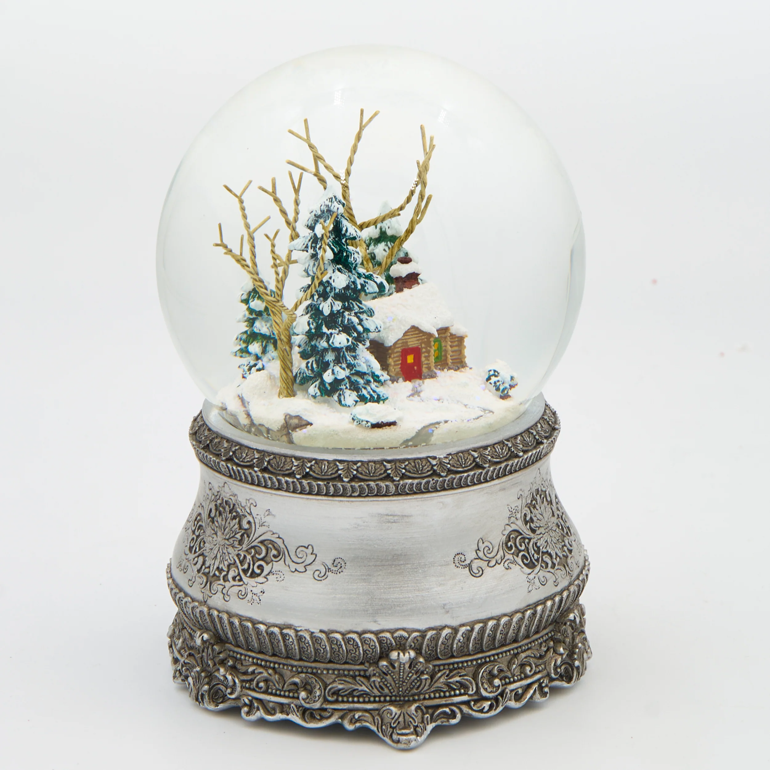 Glitterdome Musical Cottage with Silver Base – "I'll Be Home for Christmas" Tune - Image 2
