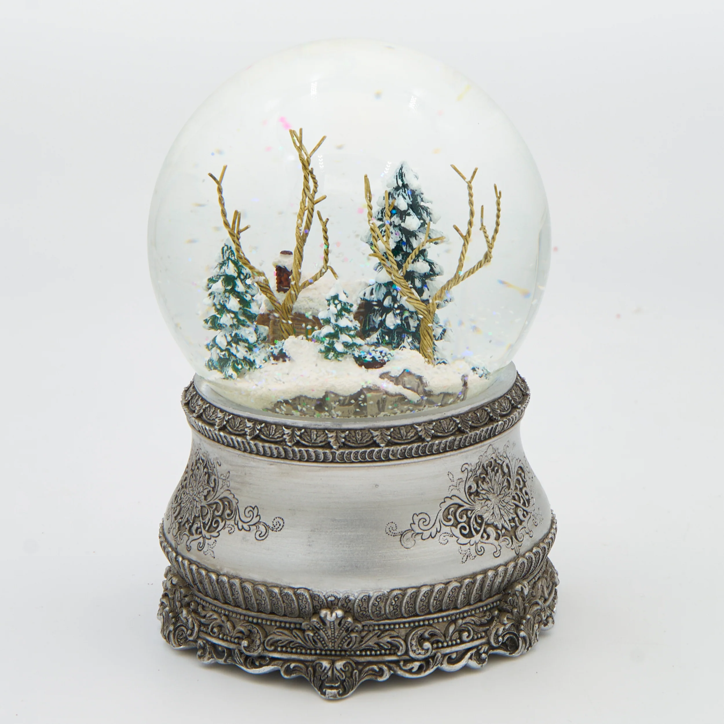 Glitterdome Musical Cottage with Silver Base – "I'll Be Home for Christmas" Tune - Image 3