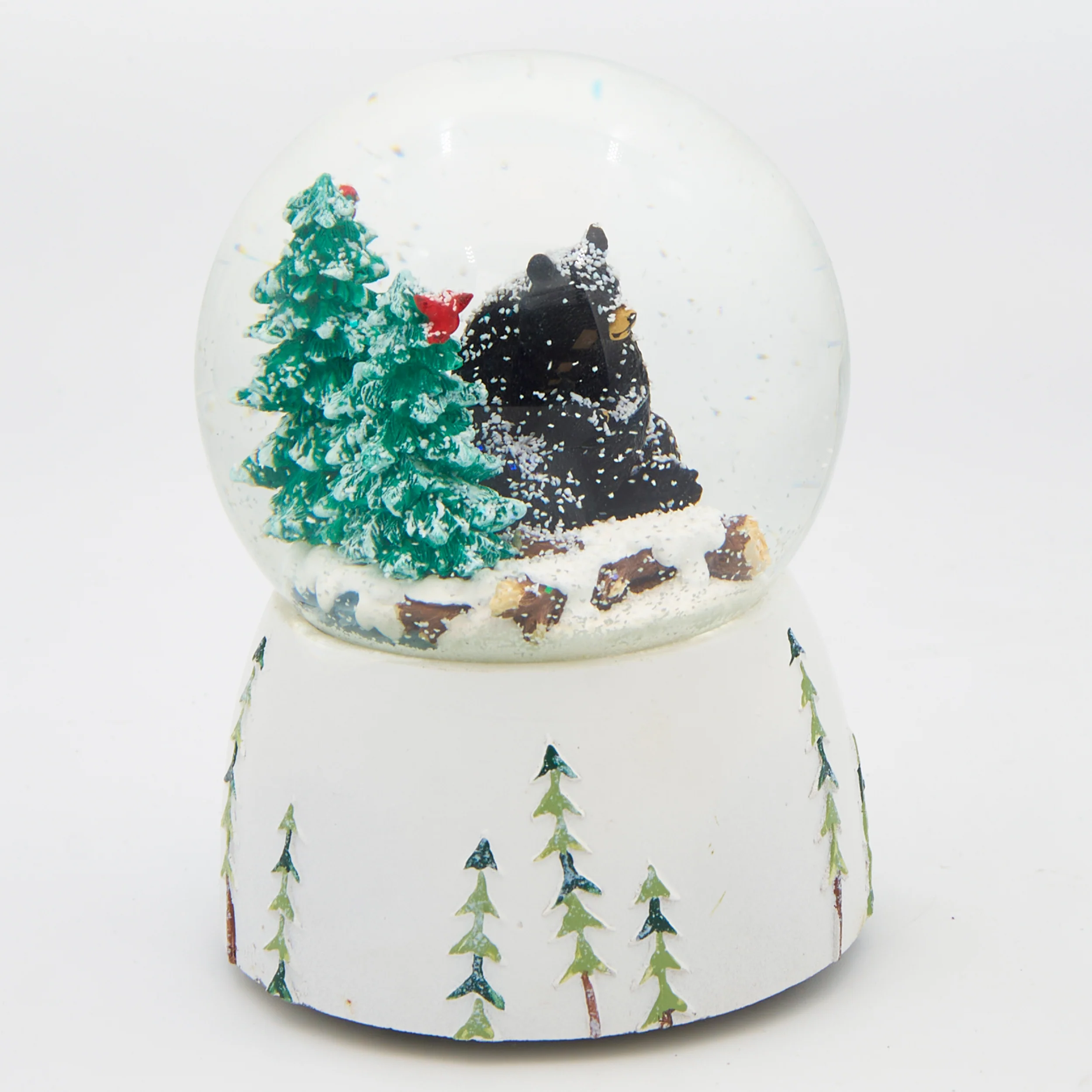 Glitterdome Musical Black Bear with Cardinals – "Let It Snow" Tune - Image 2