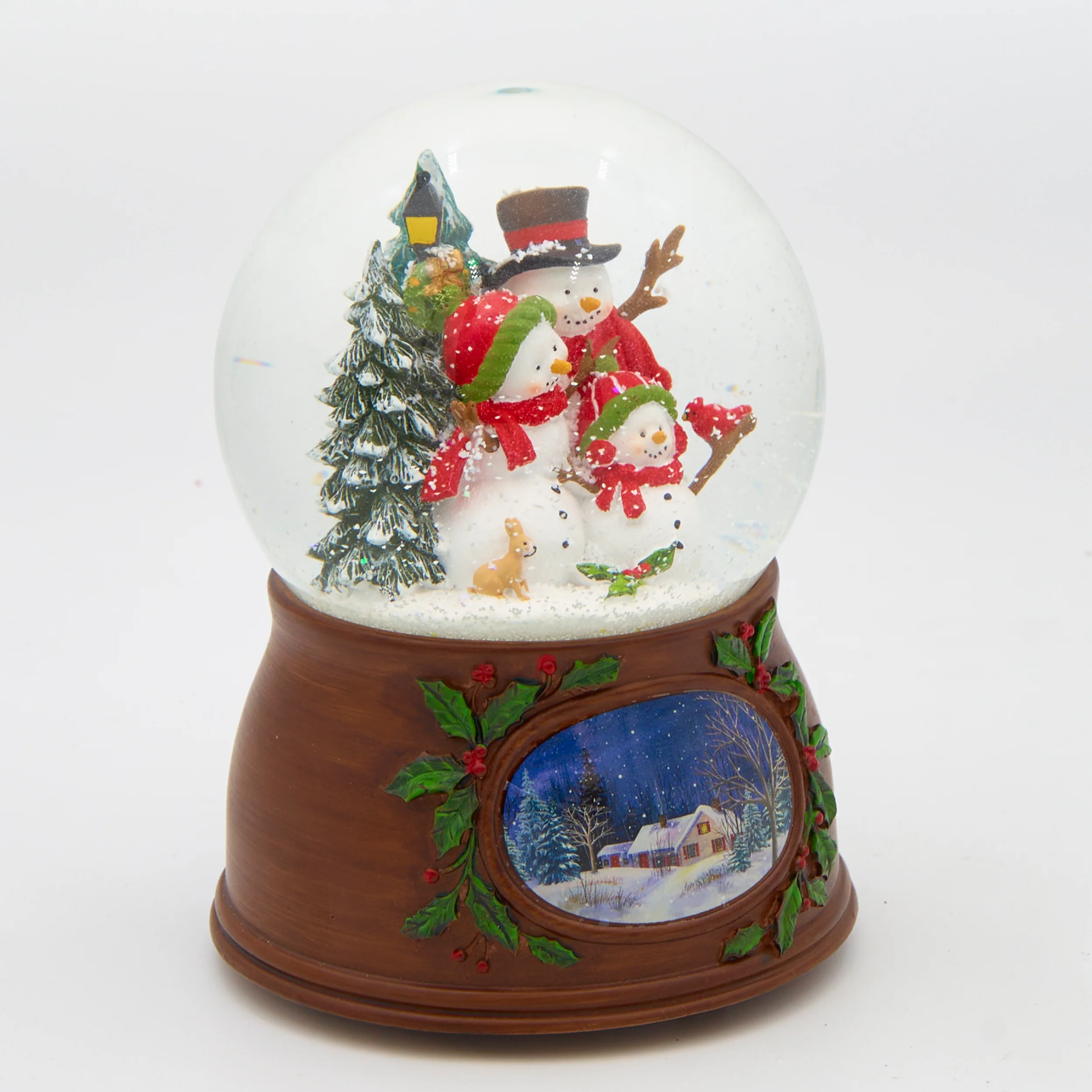 Glitterdome Musical Snowman Family with Antique Base - "We Wish You a Merry Christmas" Tune - Image 2