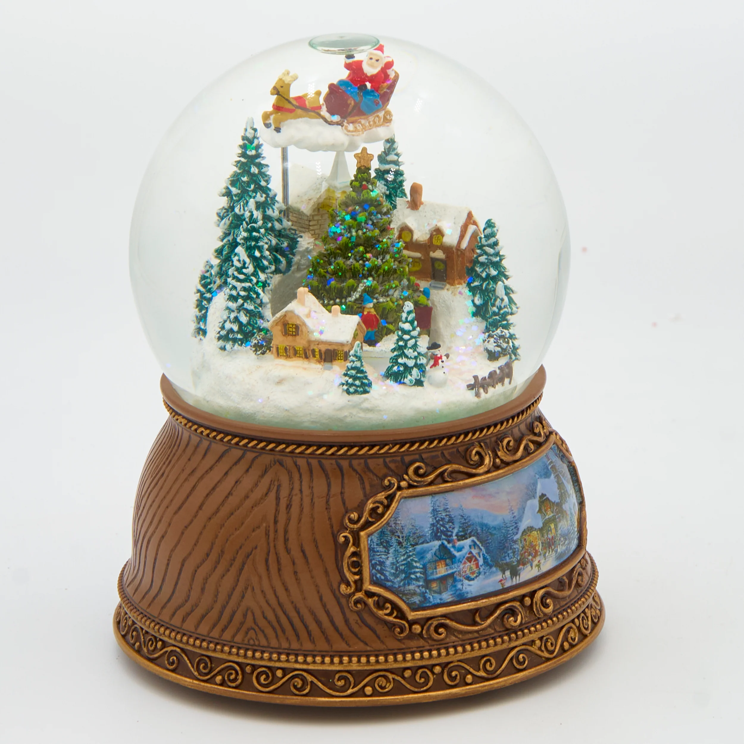 Glitterdome Musical Village with Rotating Santa & Tree – "We Wish You a Merry Christmas" Tune - Image 2