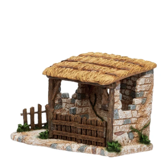 Fontanini Animal Corral with Thatched Roof - 5" Scale - Image 3