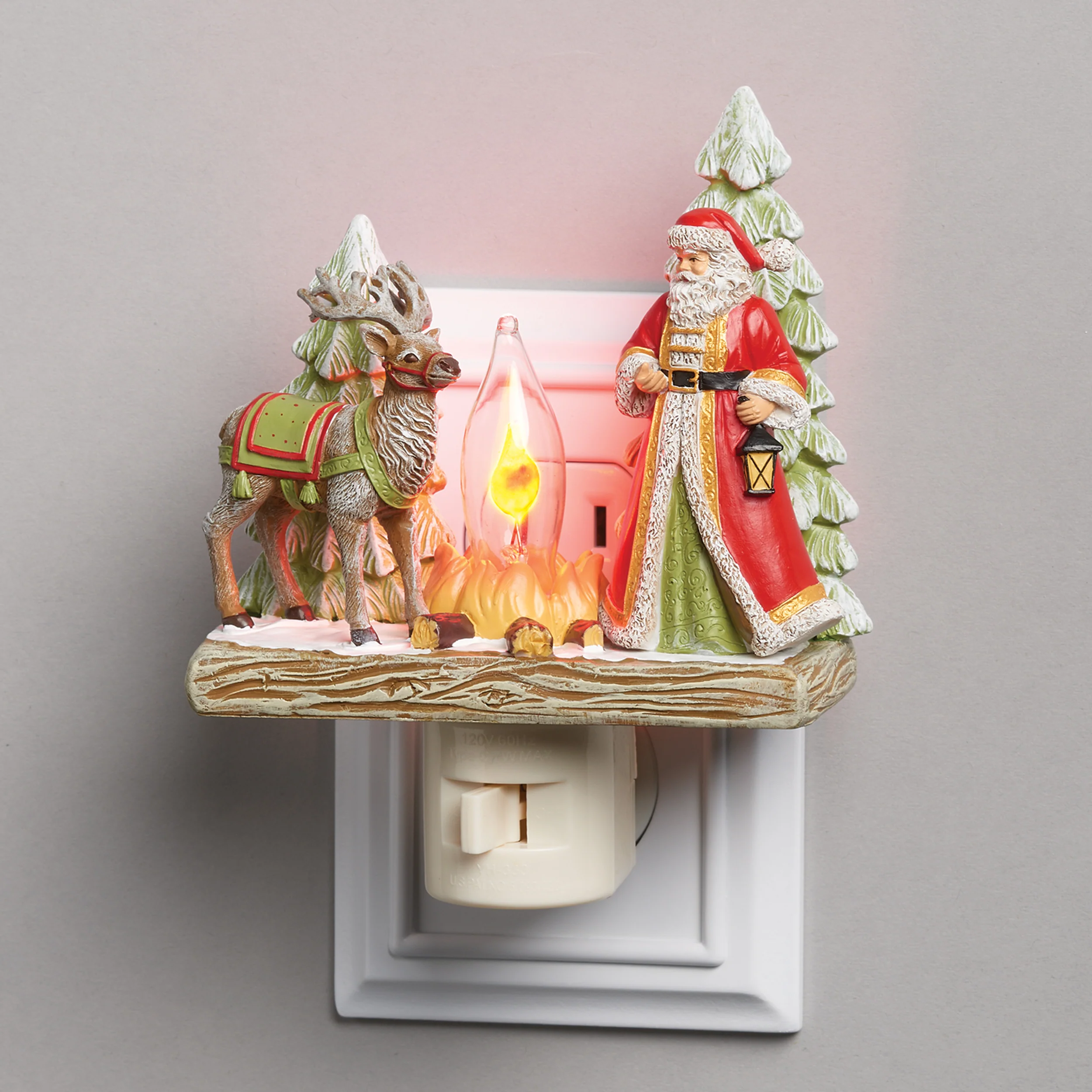 Roman Lights Flickering Flame Santa & Reindeer Night-Light - Image 2