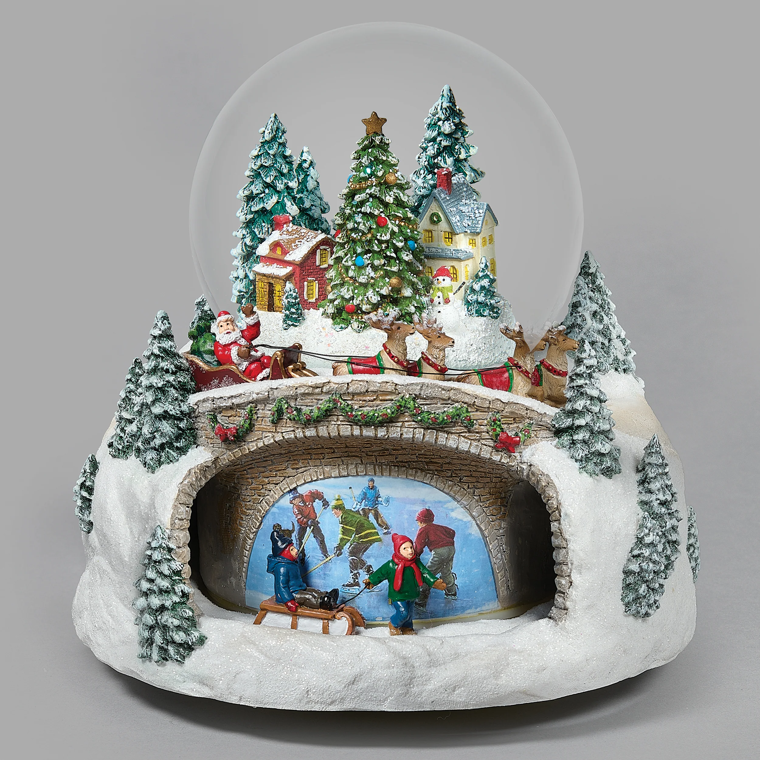 Glitterdome Musical Rotating Kids in Village – "Jingle Bells" Tune