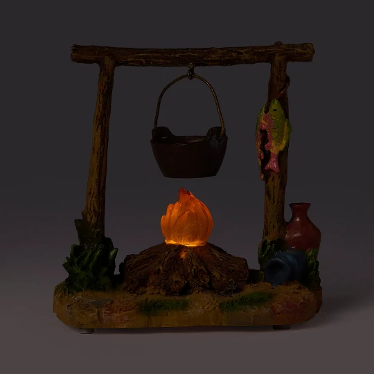 Fontanini Lighted Campfire with Pot – 5" Scale - Image 4