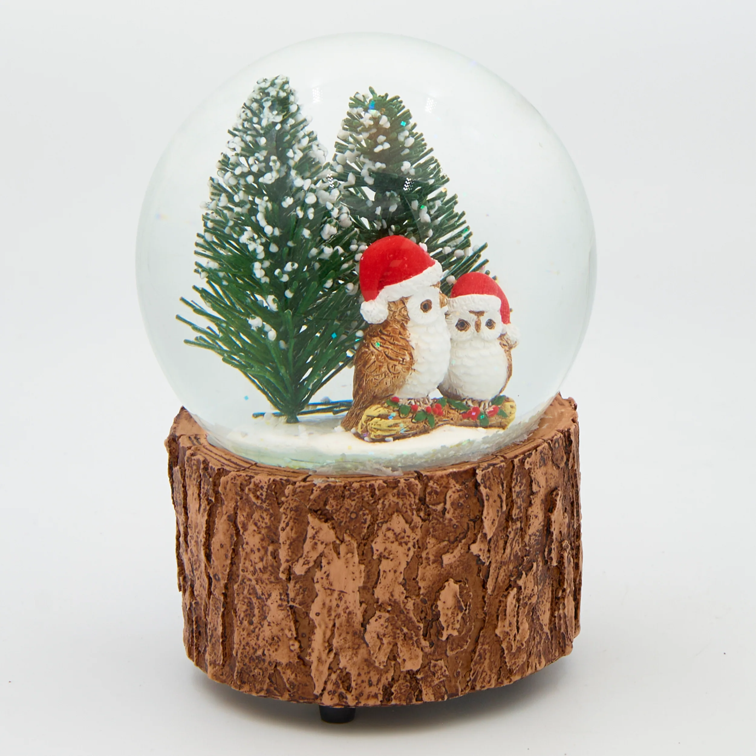 Glitterdome Musical Owls with Santa Hats – "Deck the Halls" Tune - Image 2