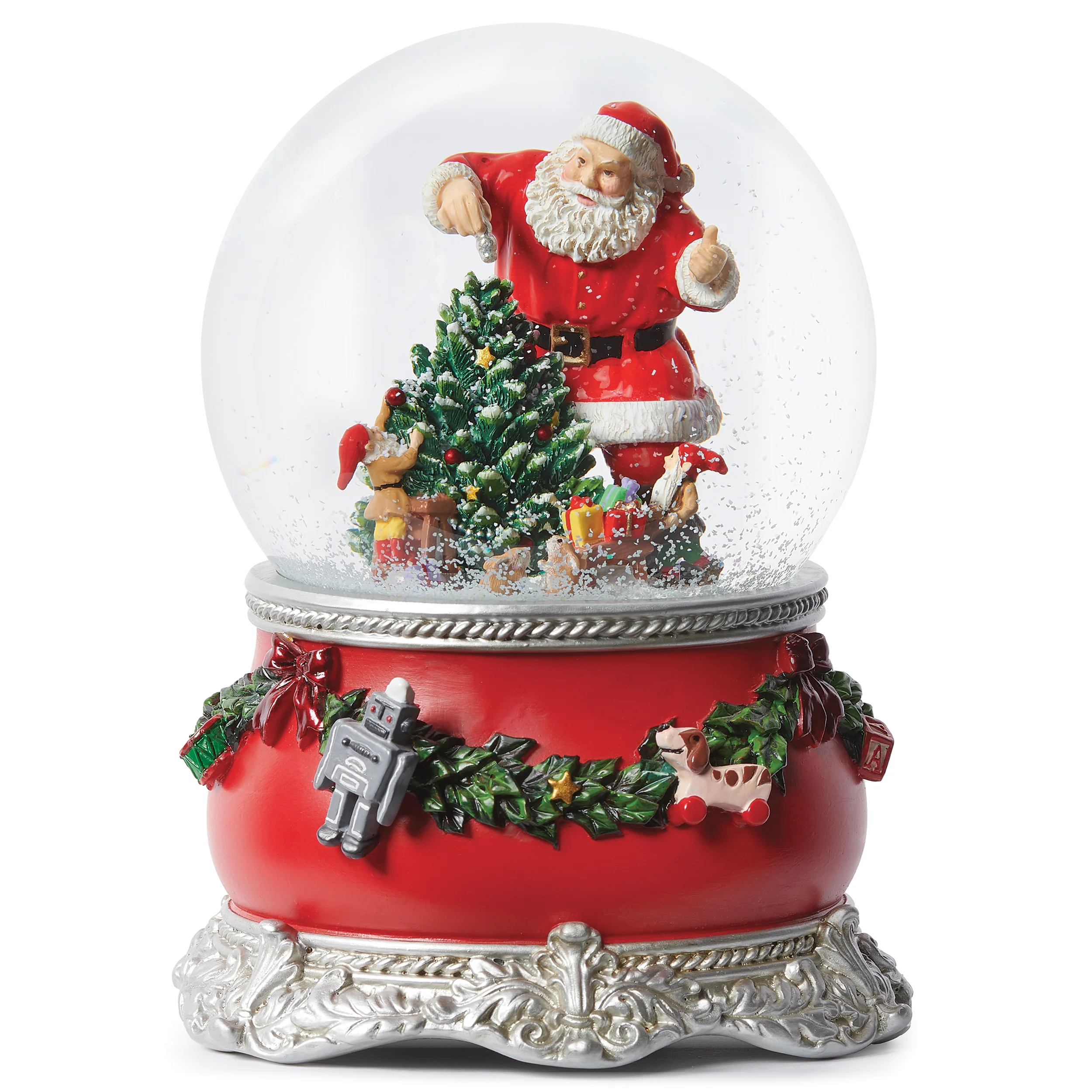 Glitterdome Musical Santa & Elf Decorating Tree – "Jingle Bells" Tune