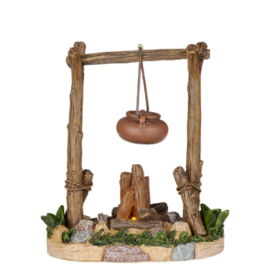 Fontanini Lighted Campfire with Hanging Pot – 7.5" Scale - Image 3