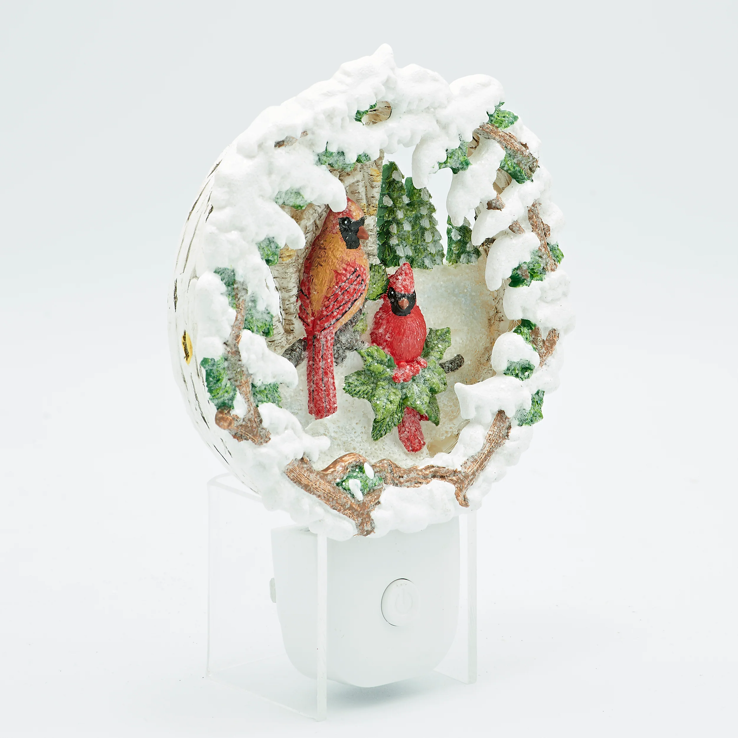 Roman Lights Pair of Cardinals Winter Scene Night-Light - Image 2