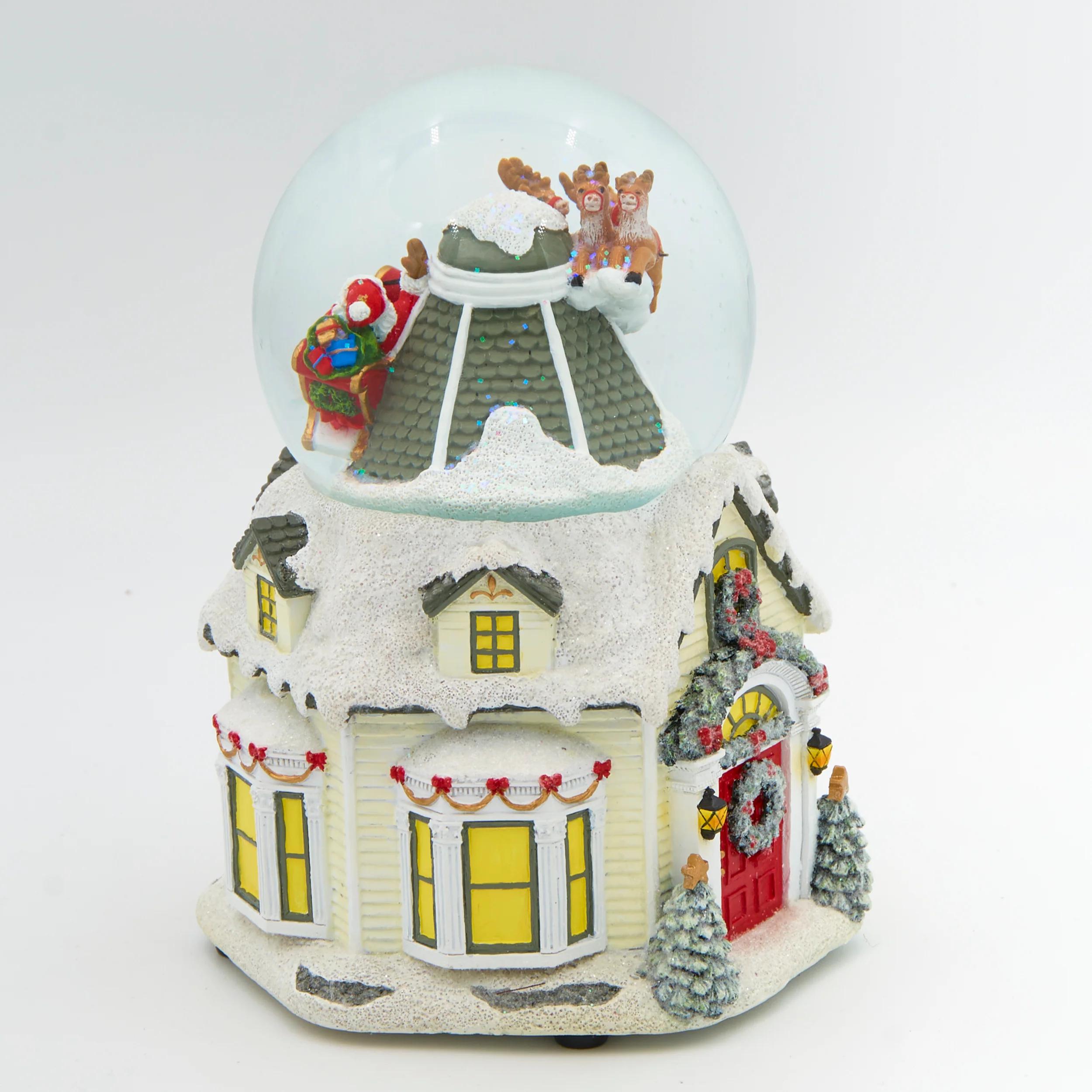 Glitterdome Musical Rotating Santa Over House – "Jingle Bells" Tune - Image 2
