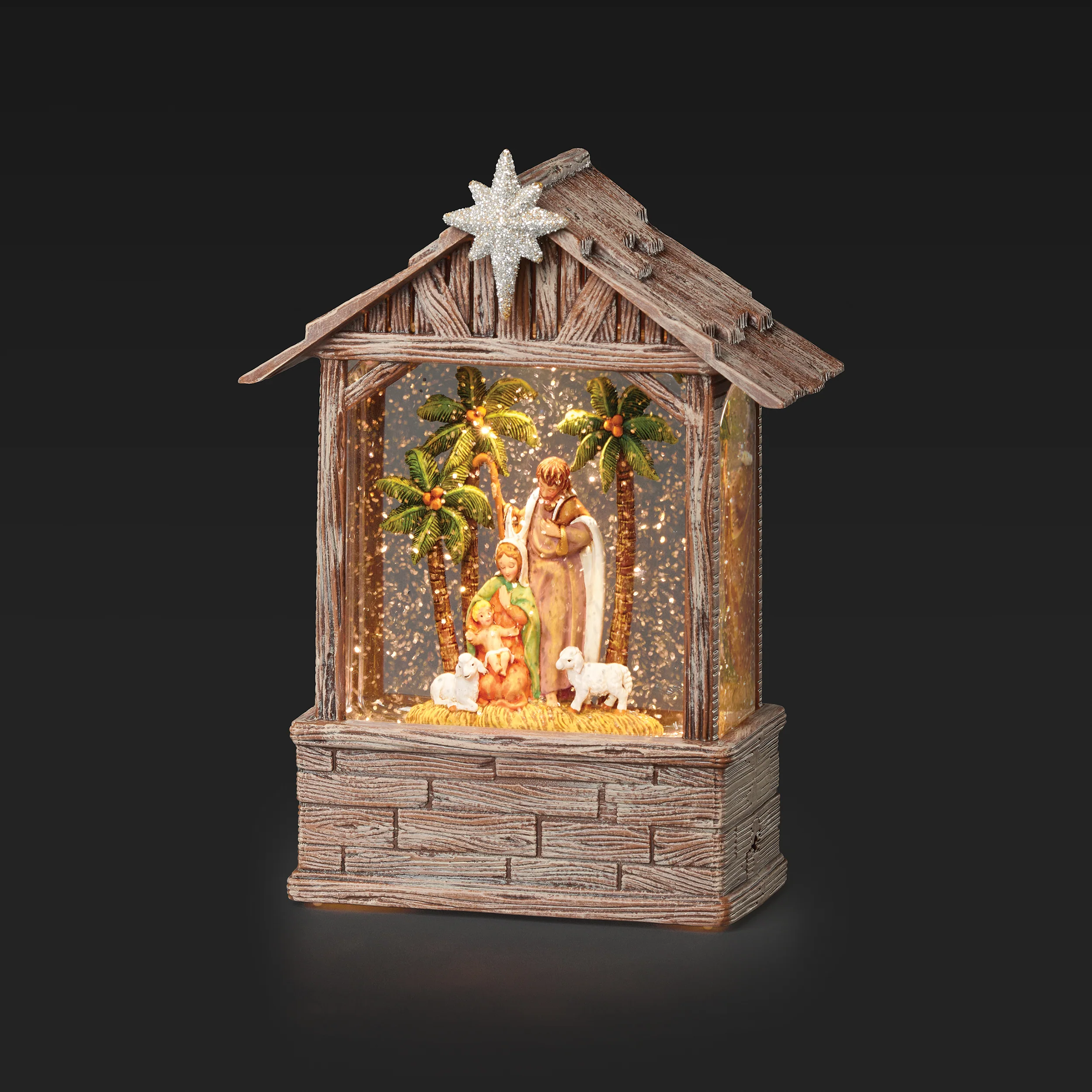 Fontanini Lighted Holy Family Swirl Star Stable - Confetti Lites