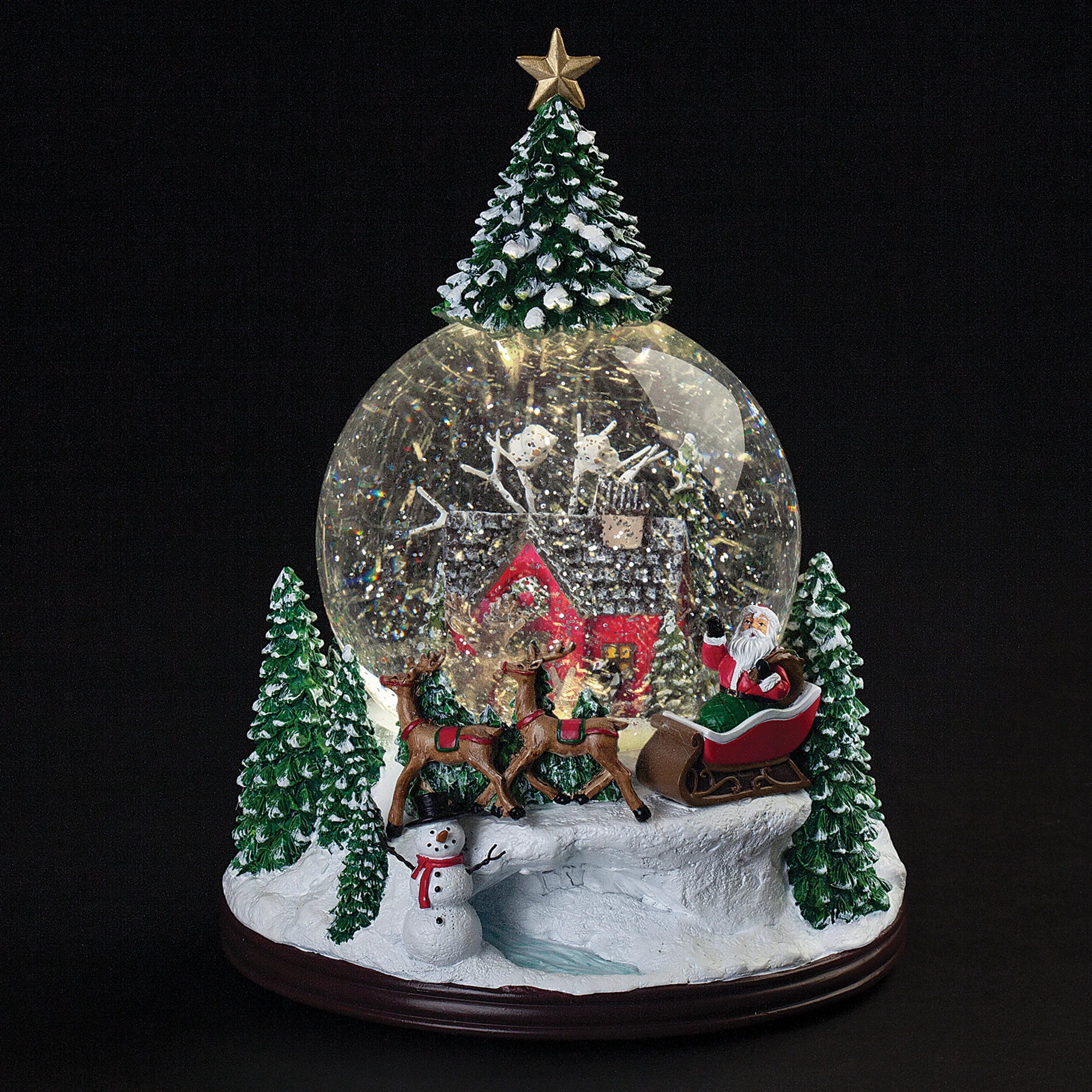 Glitterdome Lighted Musical Cabin with Treetop Swirl  – "Deck the Halls" Tune