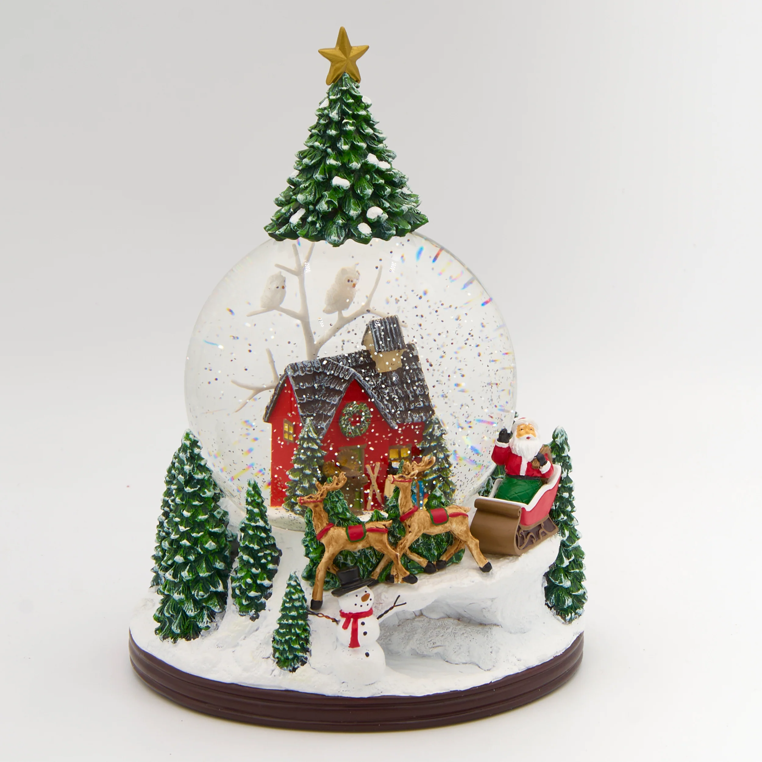 Glitterdome Lighted Musical Cabin with Treetop Swirl  – "Deck the Halls" Tune - Image 2