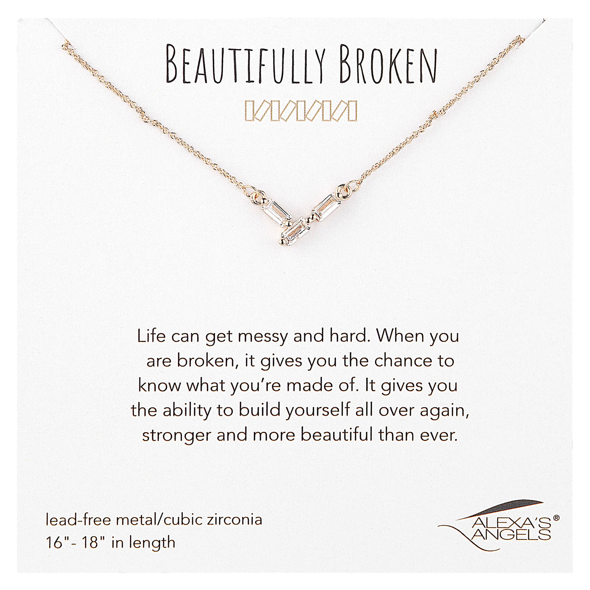 Alexa's Angels Beautifully Broken Necklace - V Baguette Cut - Image 3