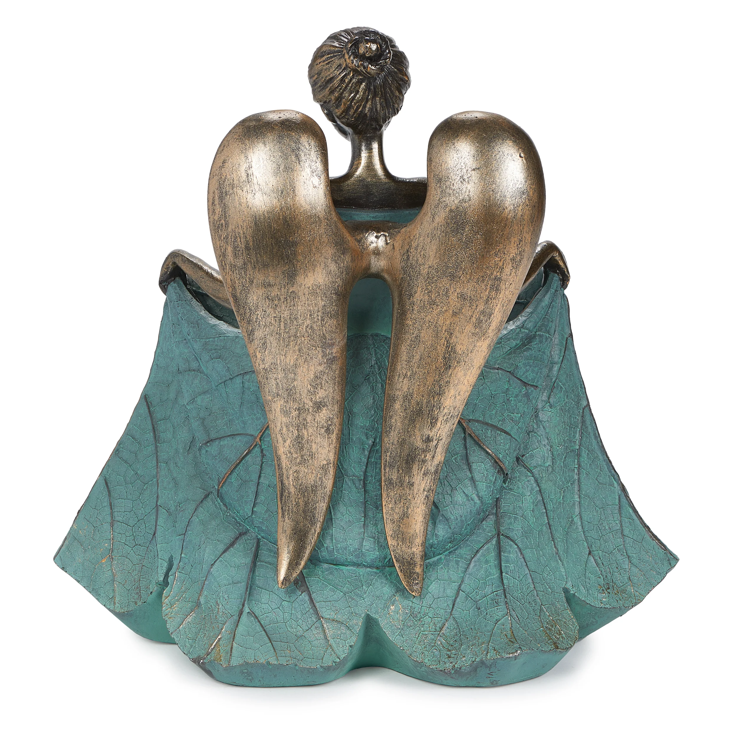 Bronze Curtsy Angel Bird Feeder Garden Statue - Image 4