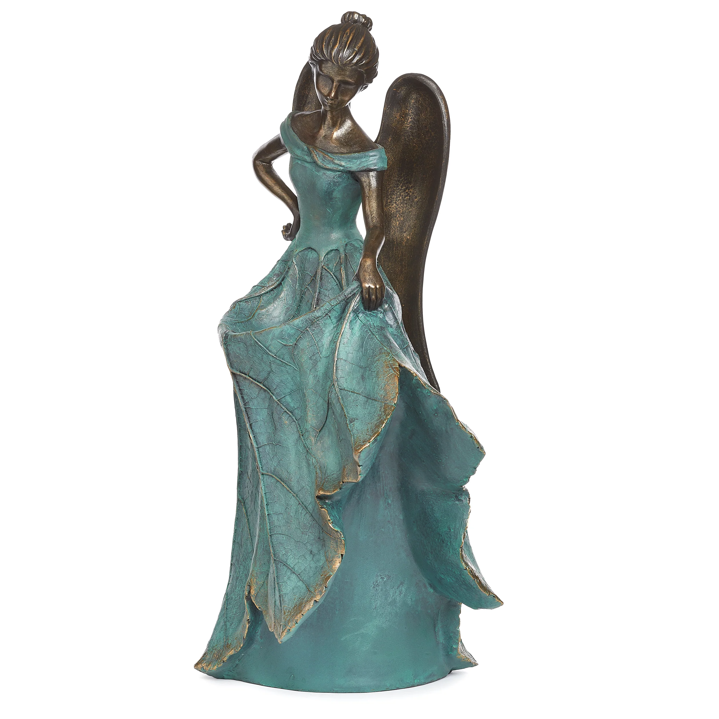 Graceful Angel with Leaf Dress Bird Feeder - Image 3