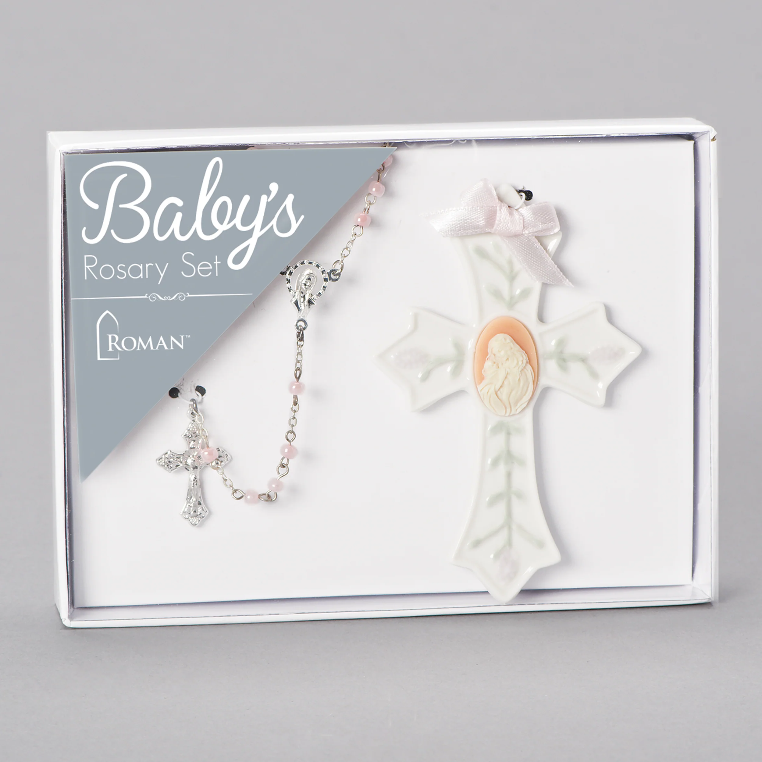Baby’s Rosary Gift Set with Porcelain Cross - Image 2
