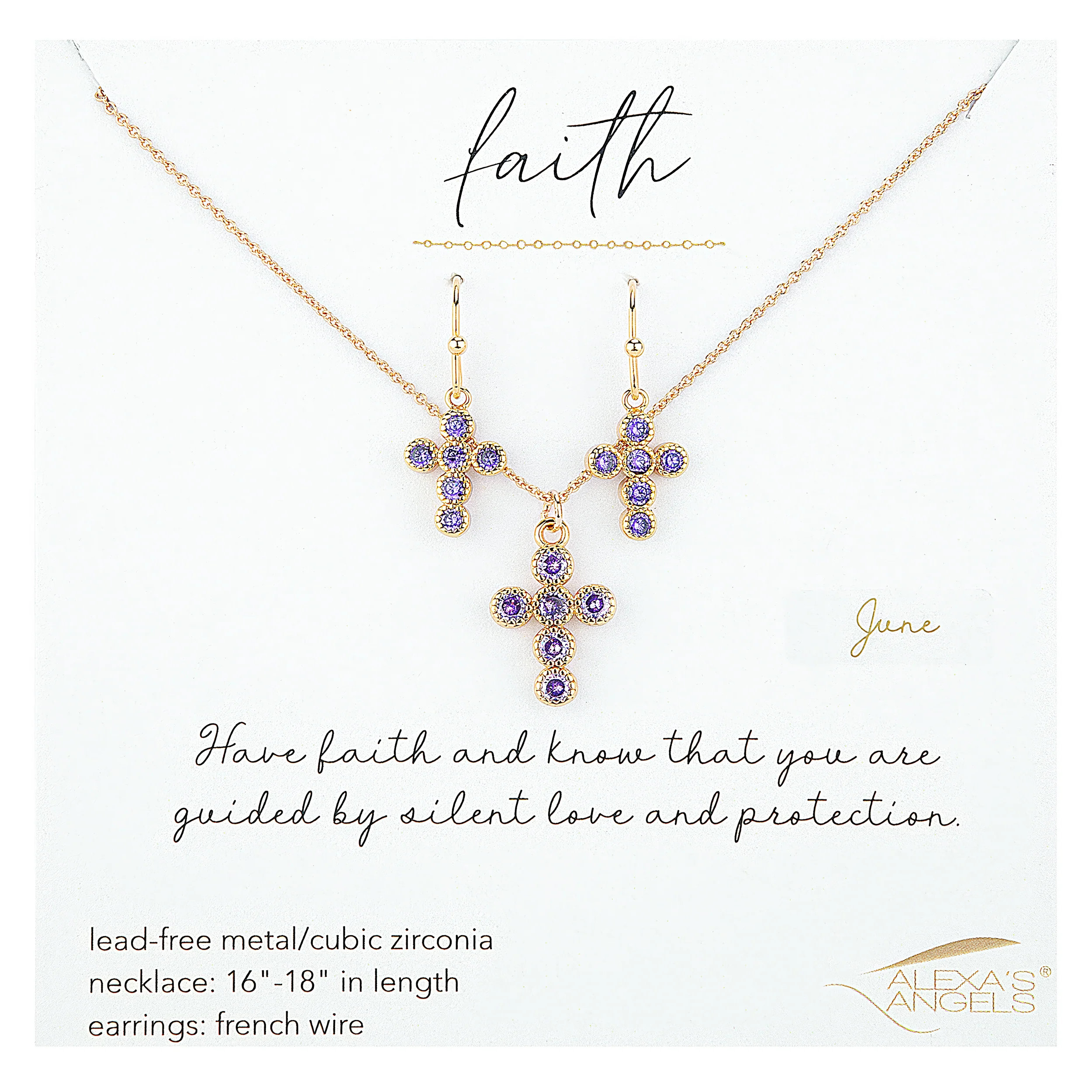 Alexa's Angels Birthstone Cross Necklace & Earring Set - Image 11