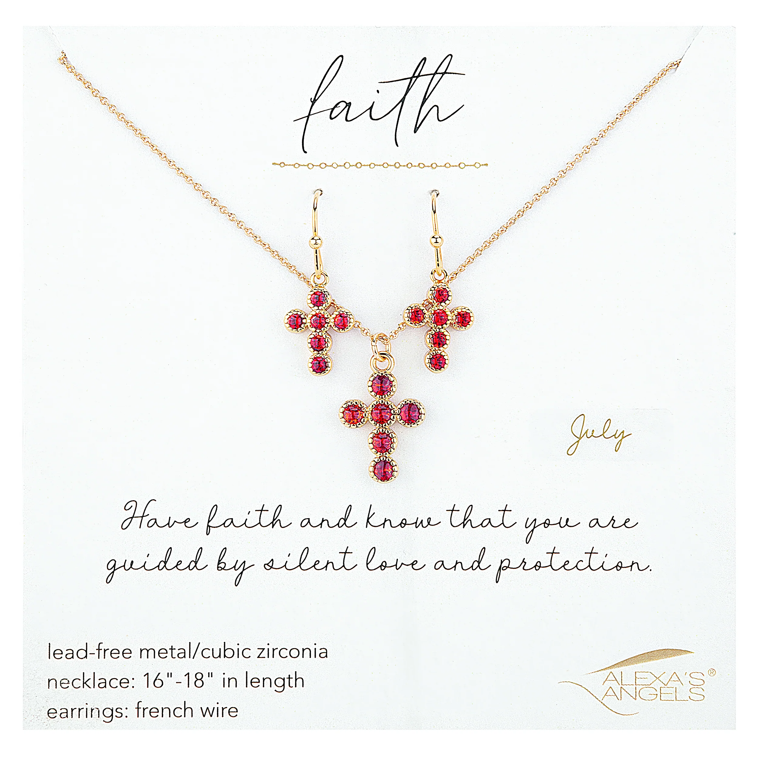 Alexa's Angels Birthstone Cross Necklace & Earring Set - Image 13