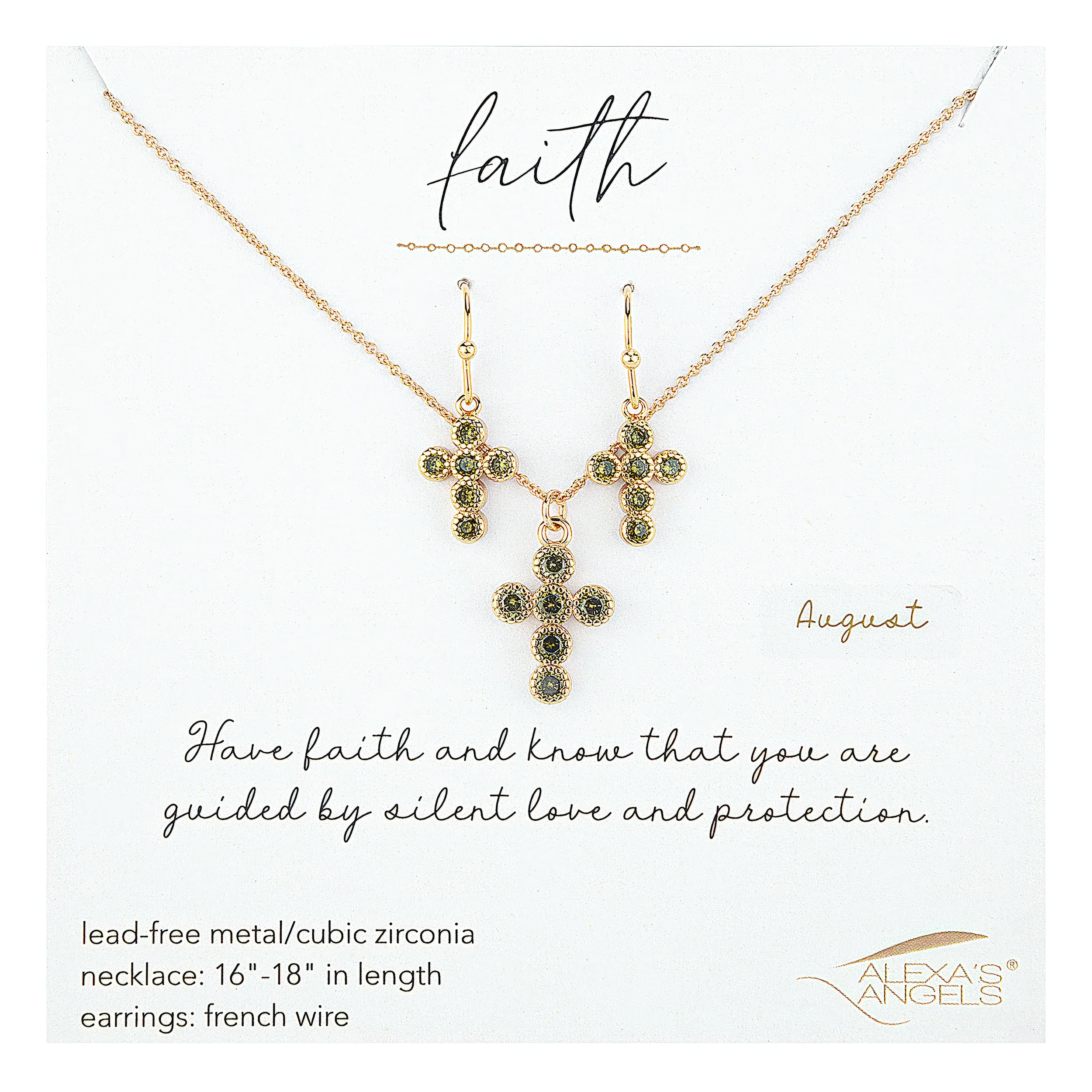 Alexa's Angels Birthstone Cross Necklace & Earring Set - Image 15