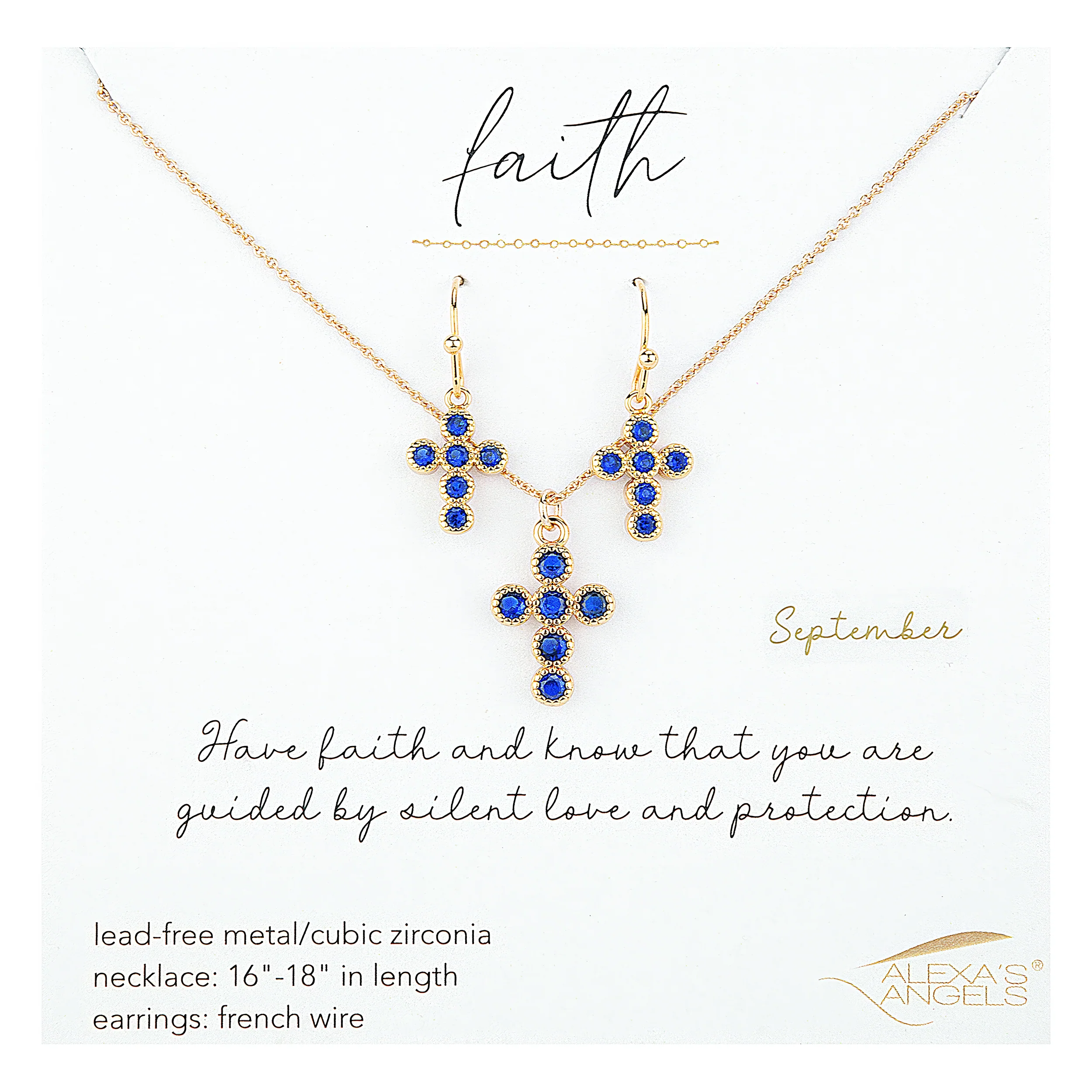 Alexa's Angels Birthstone Cross Necklace & Earring Set - Image 17