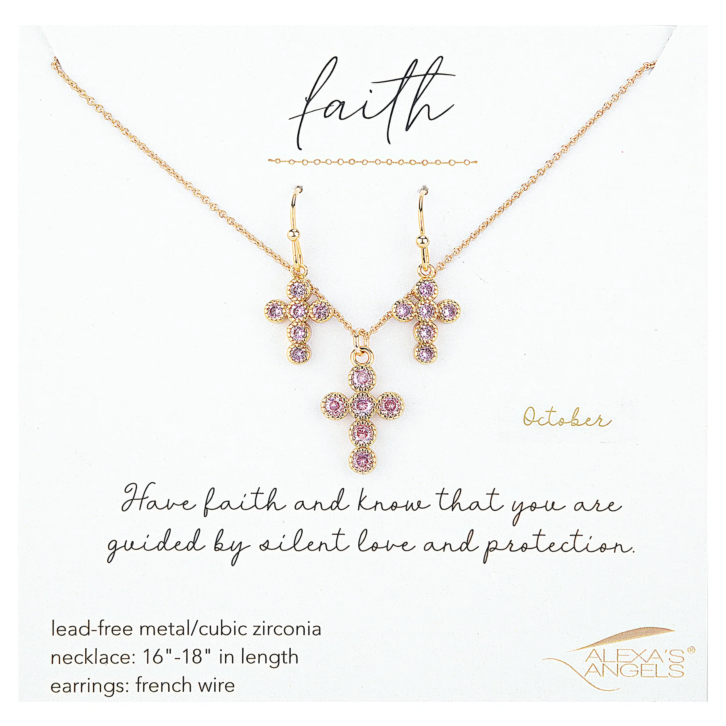 Alexa's Angels Birthstone Cross Necklace & Earring Set - Image 19