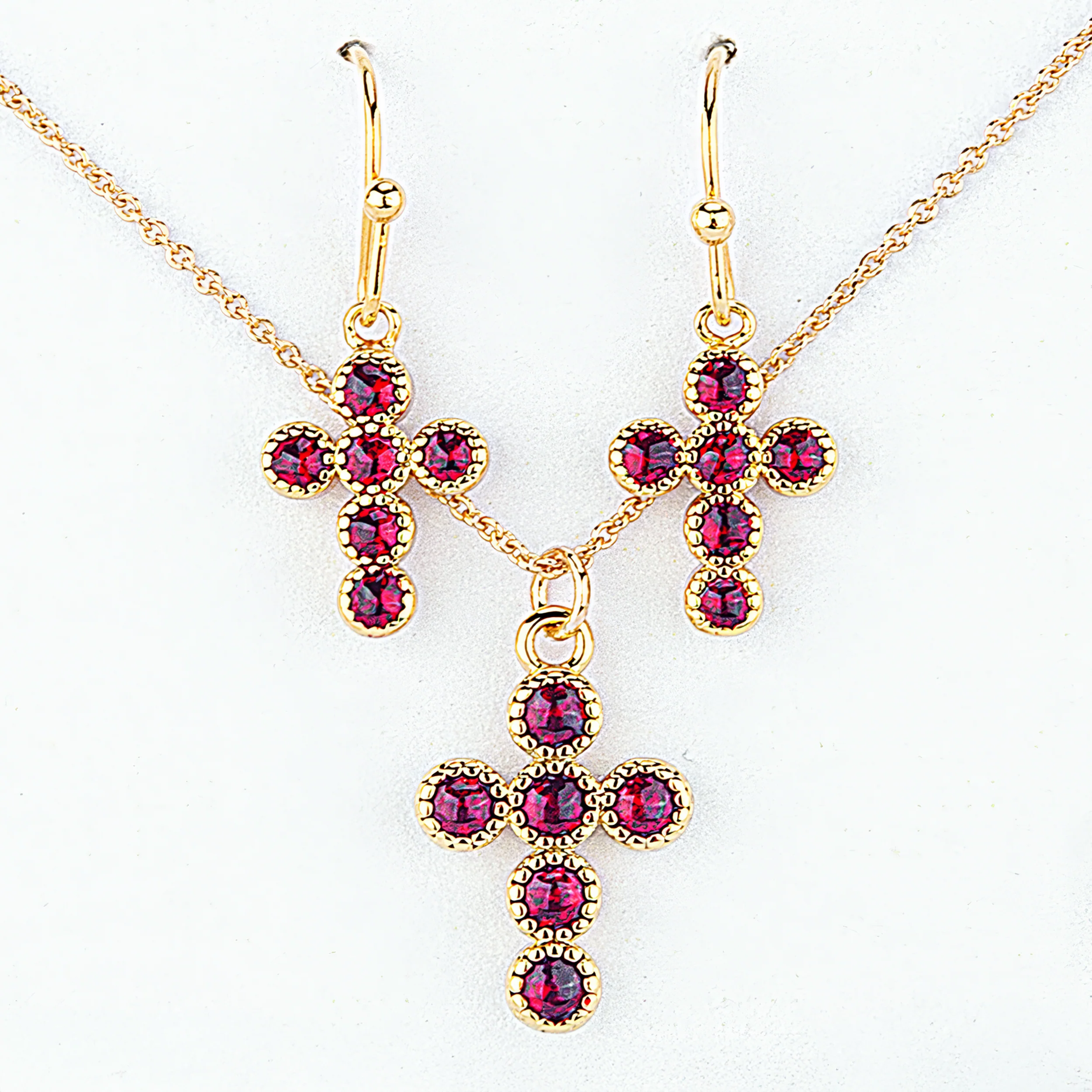 Alexa's Angels Birthstone Cross Necklace & Earring Set - Image 2