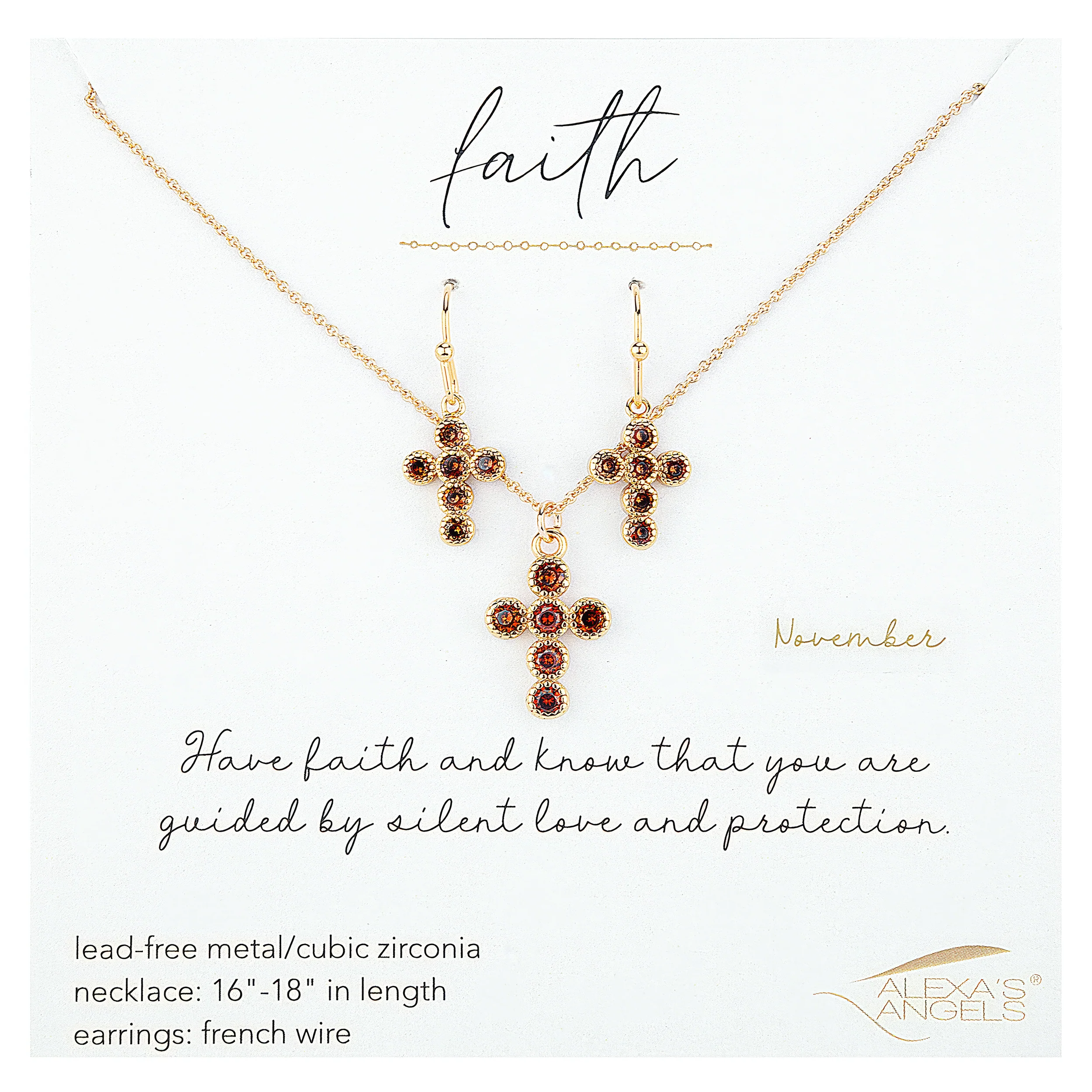 Alexa's Angels Birthstone Cross Necklace & Earring Set - Image 21