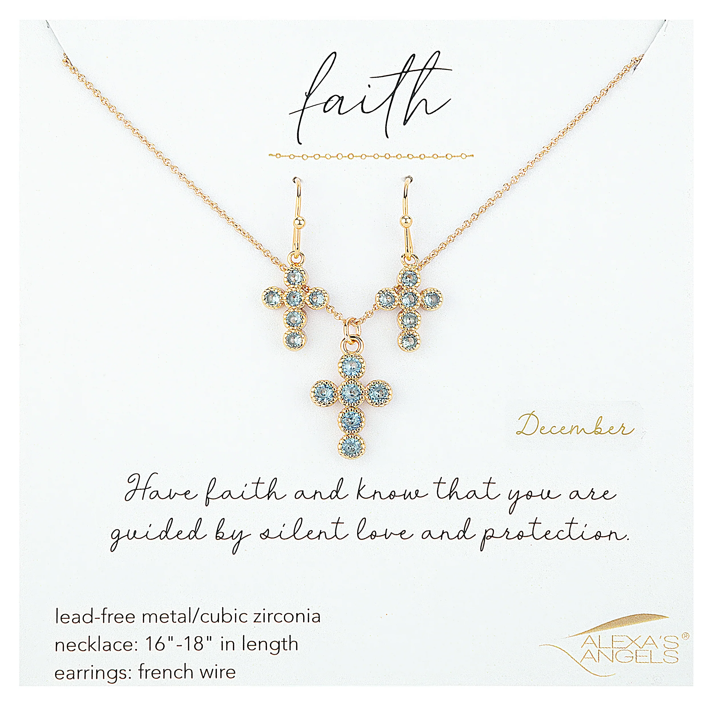 Alexa's Angels Birthstone Cross Necklace & Earring Set - Image 23