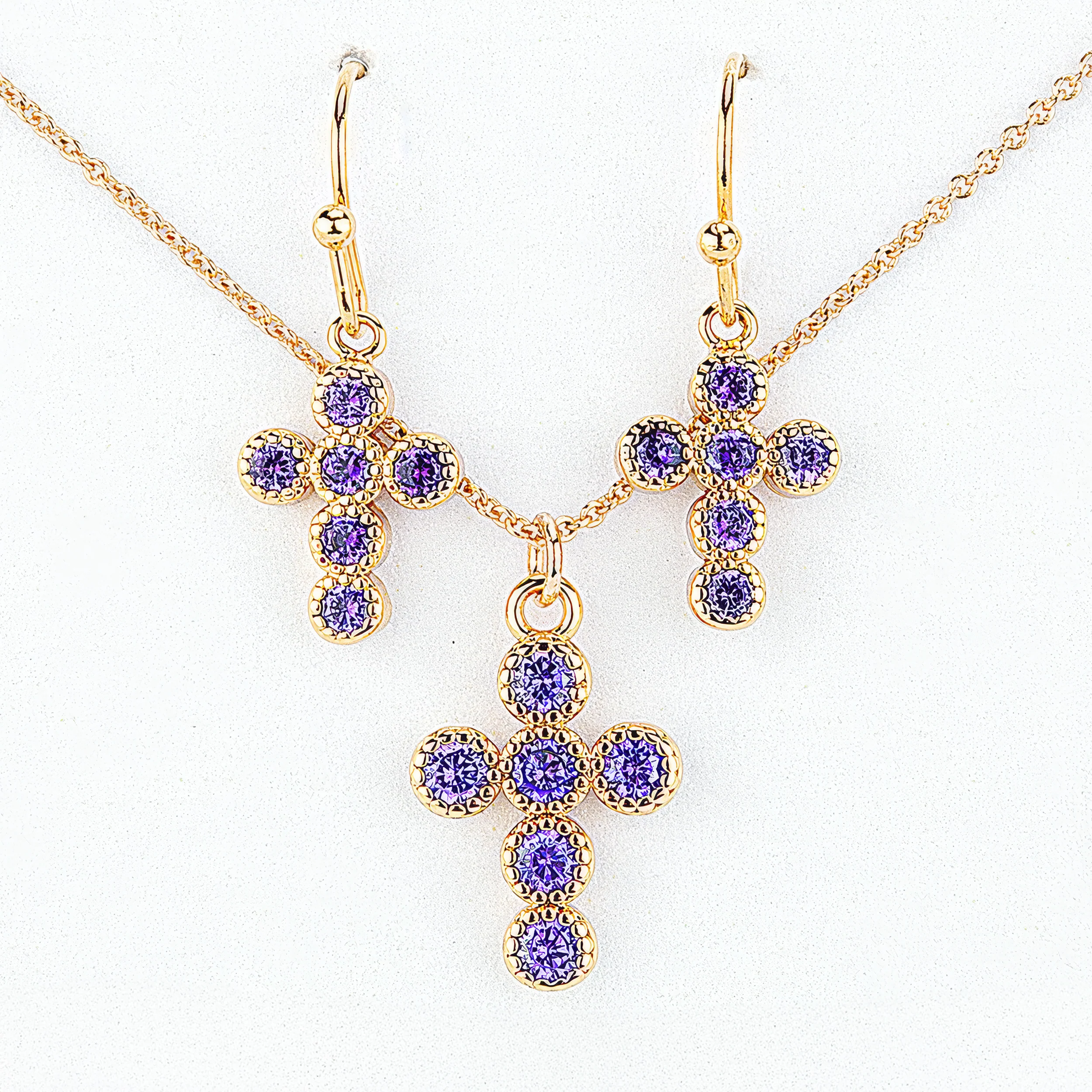 Alexa's Angels Birthstone Cross Necklace & Earring Set - Image 4