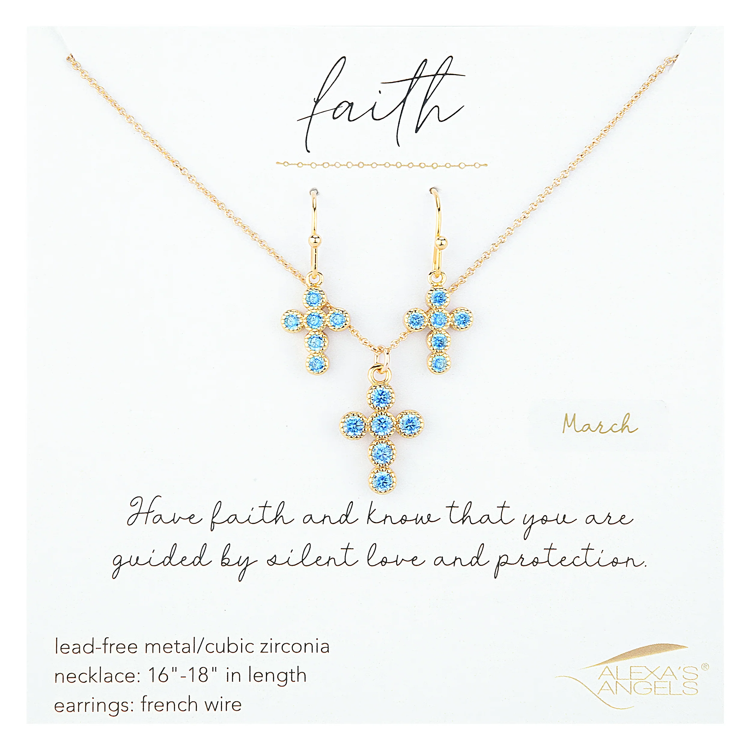 Alexa's Angels Birthstone Cross Necklace & Earring Set - Image 5