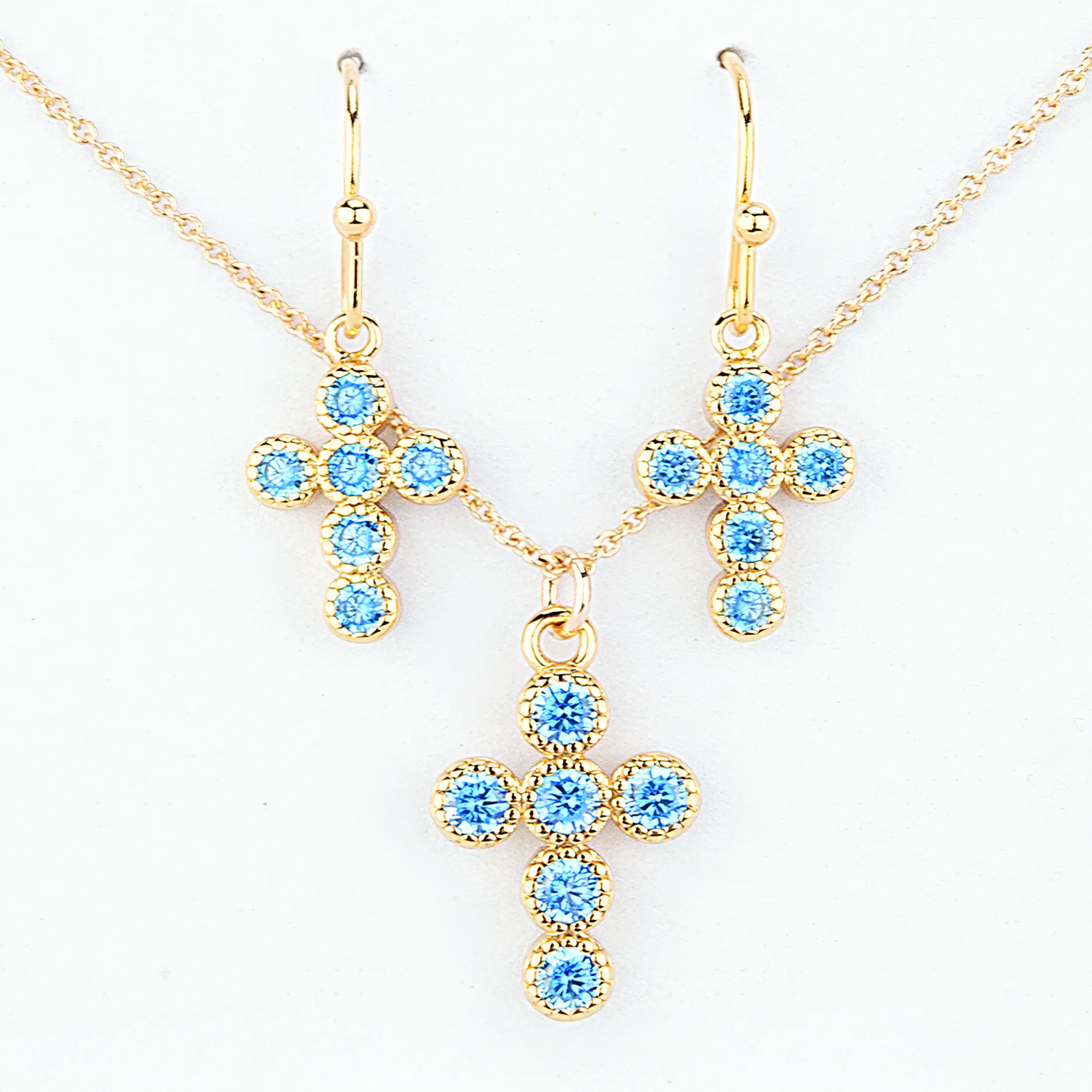 Alexa's Angels Birthstone Cross Necklace & Earring Set - Image 6